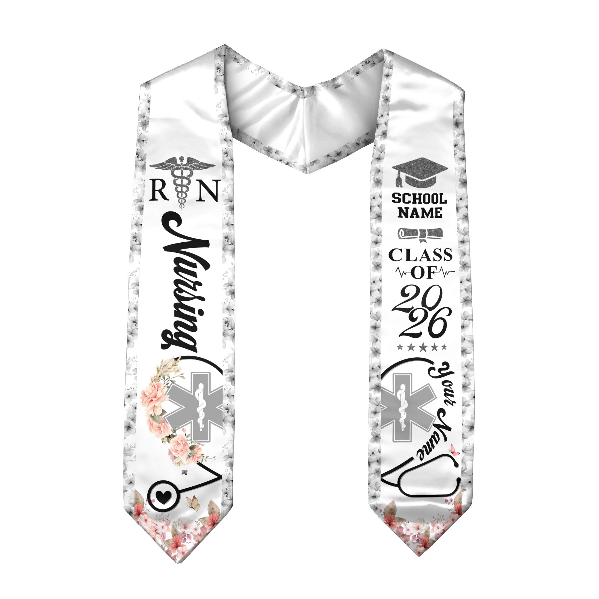 Customized Nursing Graduation Stole for Healthcare Graduates, RN Ceremony Sash Class of 2026