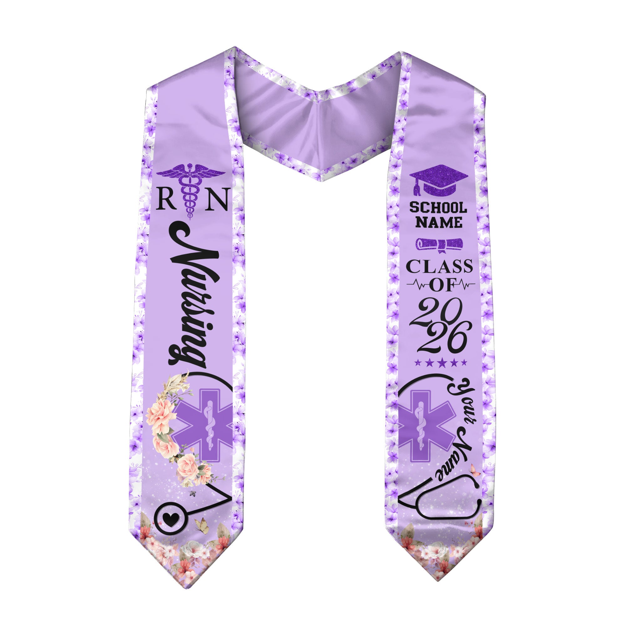 Customized Nursing Graduation Stole for Healthcare Graduates, RN Ceremony Sash Class of 2026