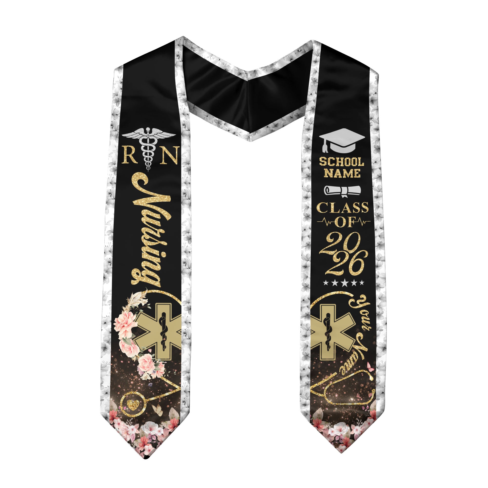 Customized Nursing Graduation Stole for Healthcare Graduates, RN Ceremony Sash Class of 2026