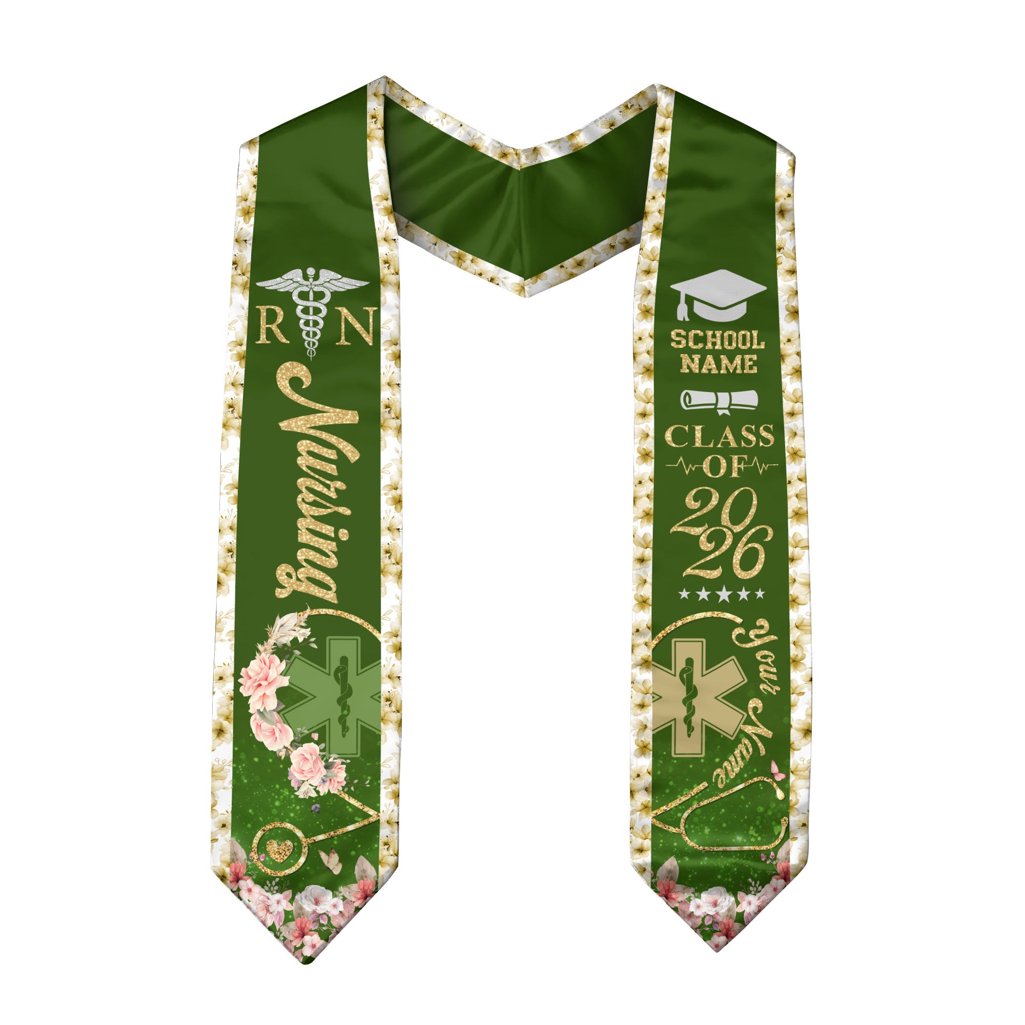 Customized Nursing Graduation Stole for Healthcare Graduates, RN Ceremony Sash Class of 2026