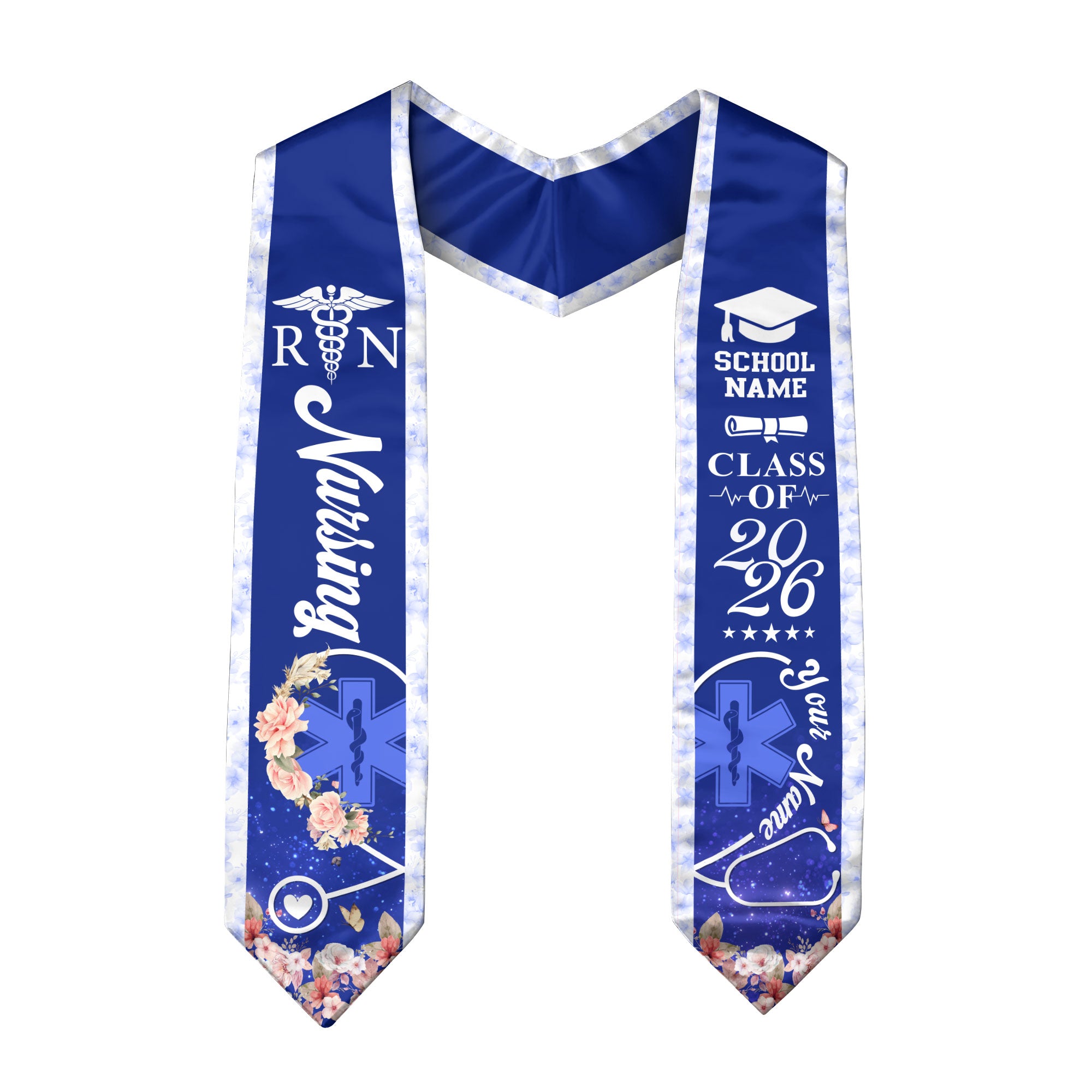 Customized Nursing Graduation Stole for Healthcare Graduates, RN Ceremony Sash Class of 2026