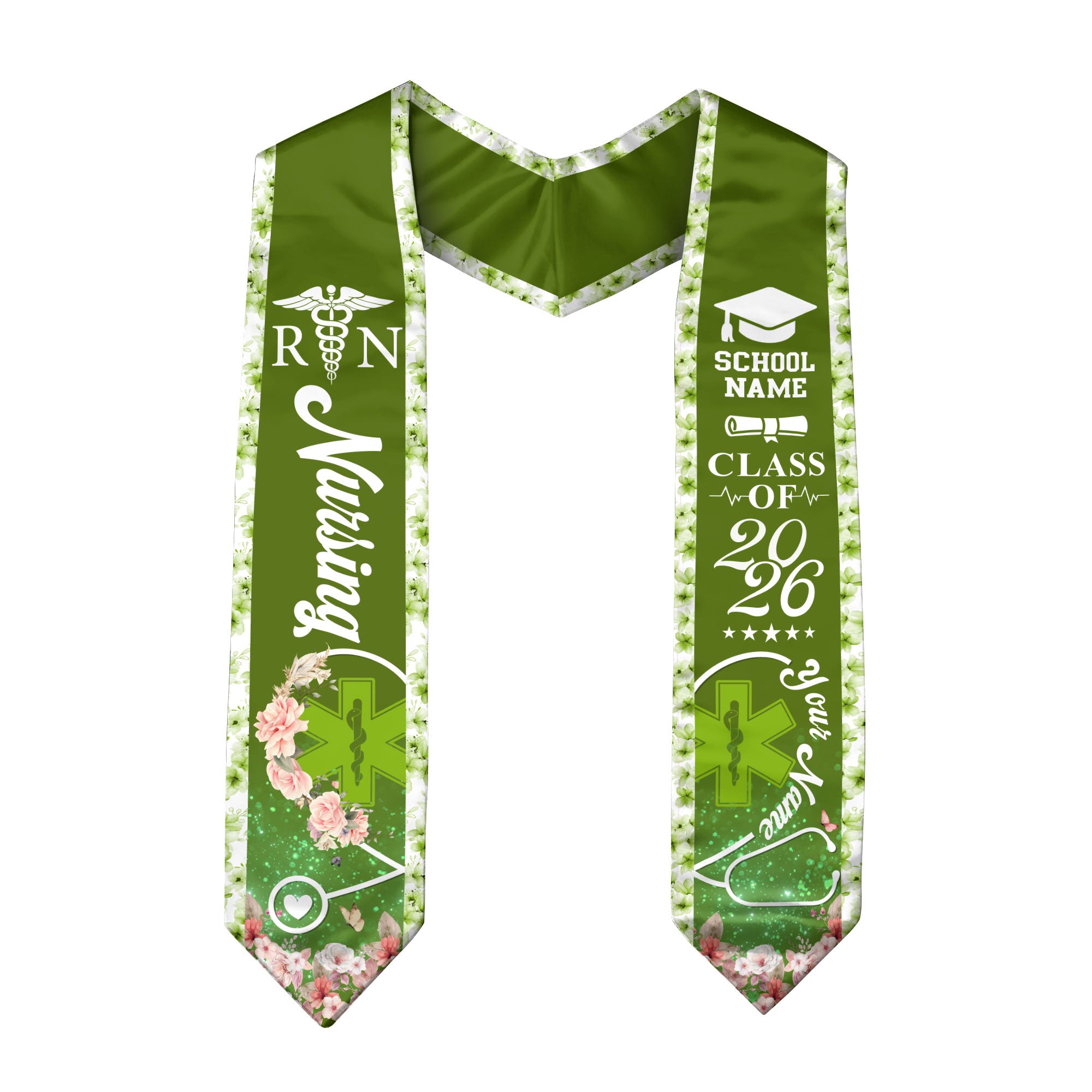 Customized Nursing Graduation Stole for Healthcare Graduates, RN Ceremony Sash Class of 2026