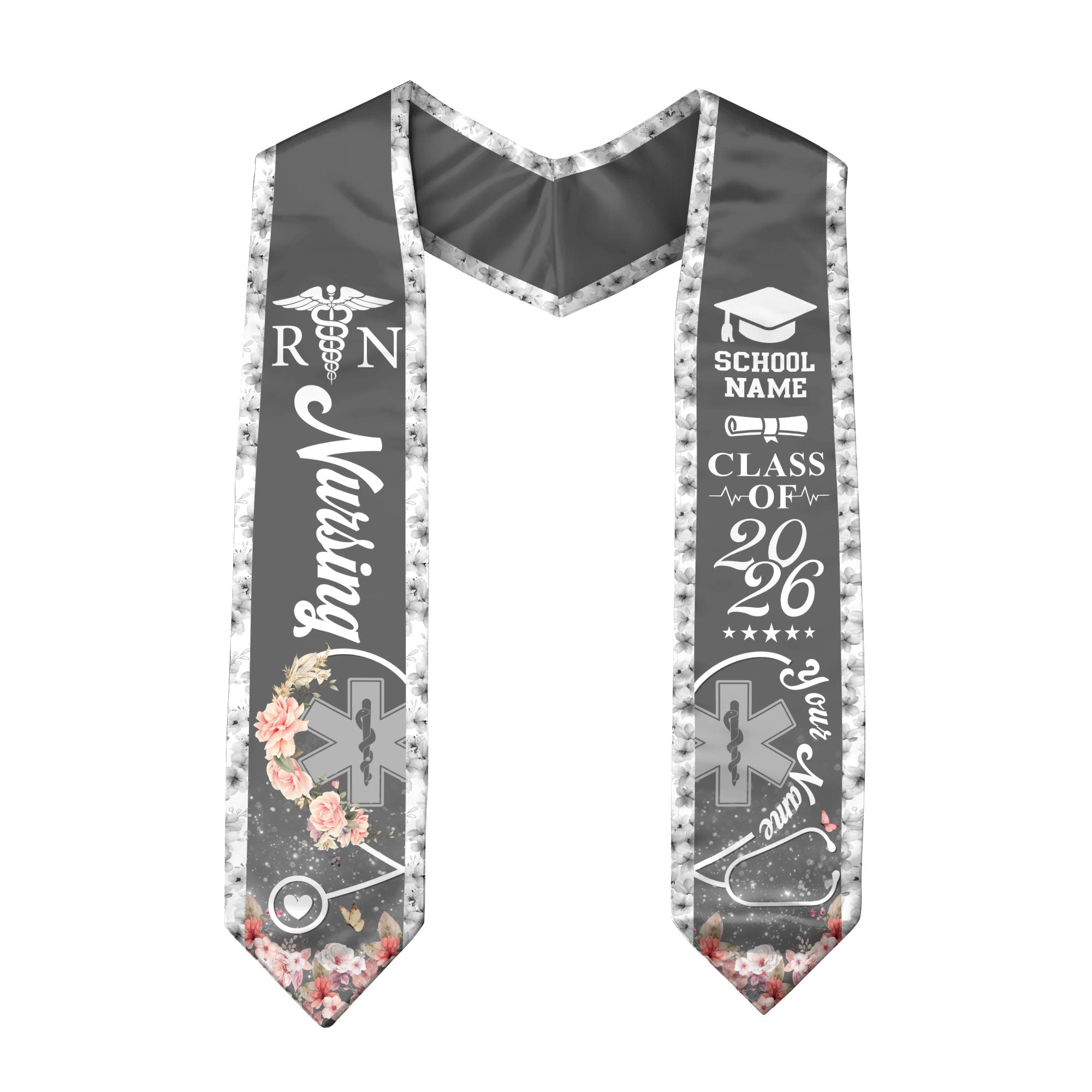 Customized Nursing Graduation Stole for Healthcare Graduates, RN Ceremony Sash Class of 2026