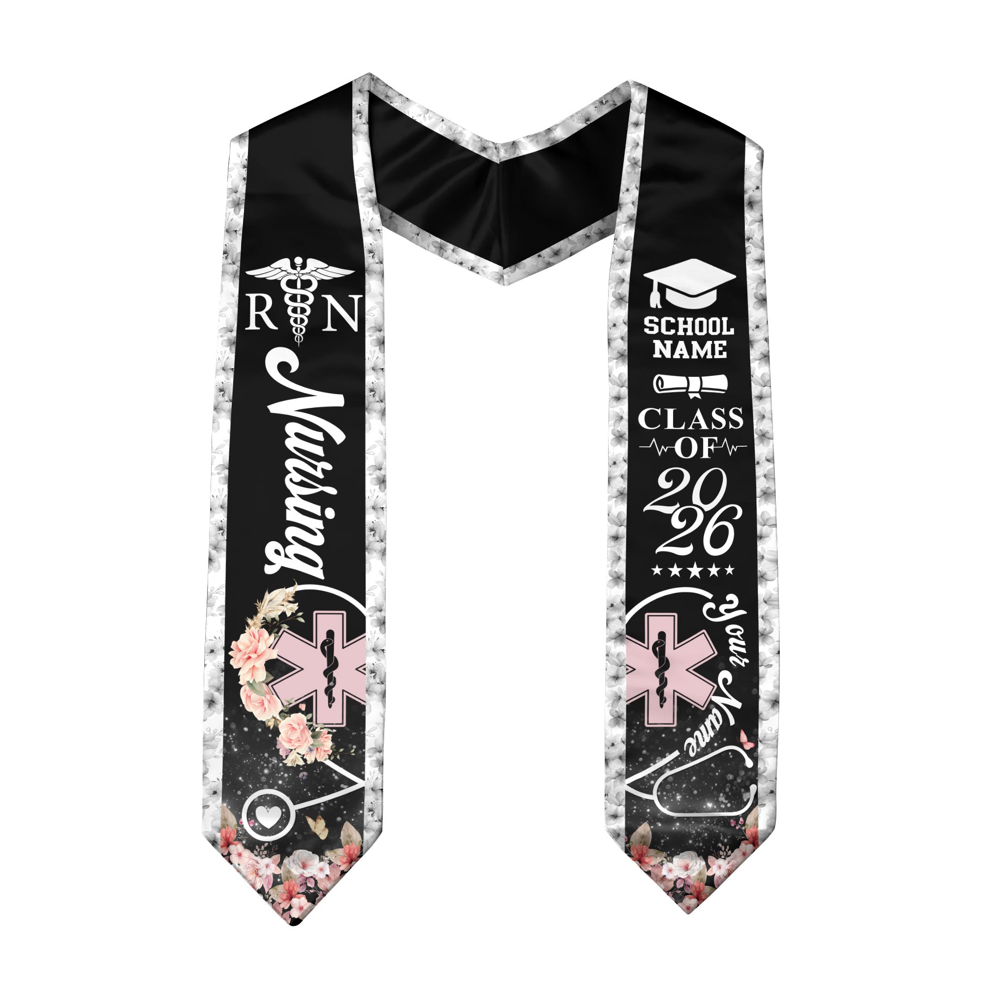 Customized Nursing Graduation Stole for Healthcare Graduates, RN Ceremony Sash Class of 2026