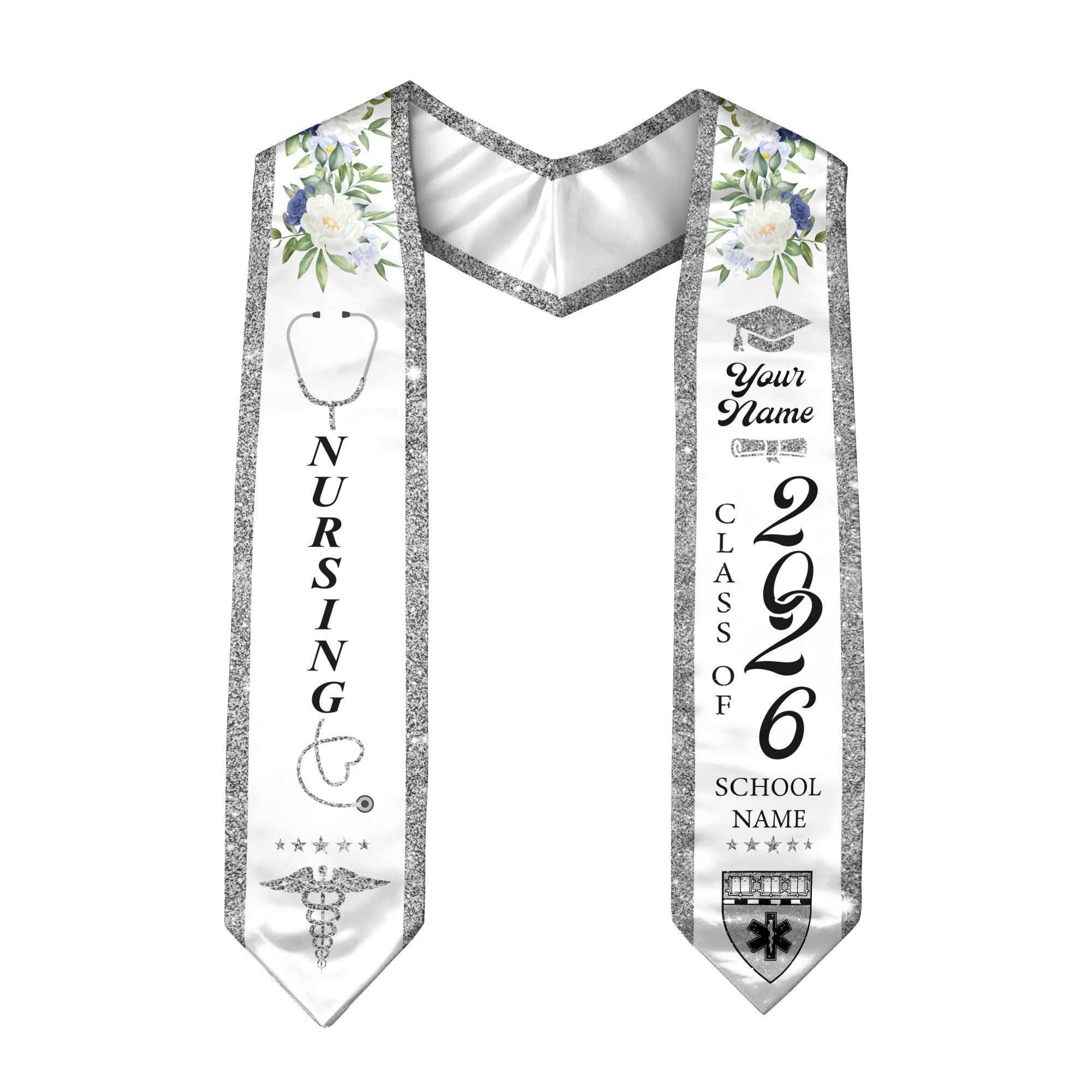 Customized RN Graduation Sash for Nursing School Completion, Professional Nurse Stole 2026