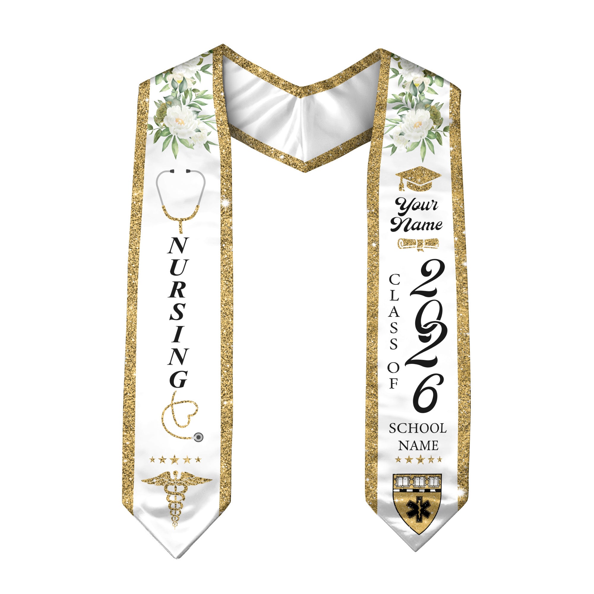 Customized RN Graduation Sash for Nursing School Completion, Professional Nurse Stole 2026