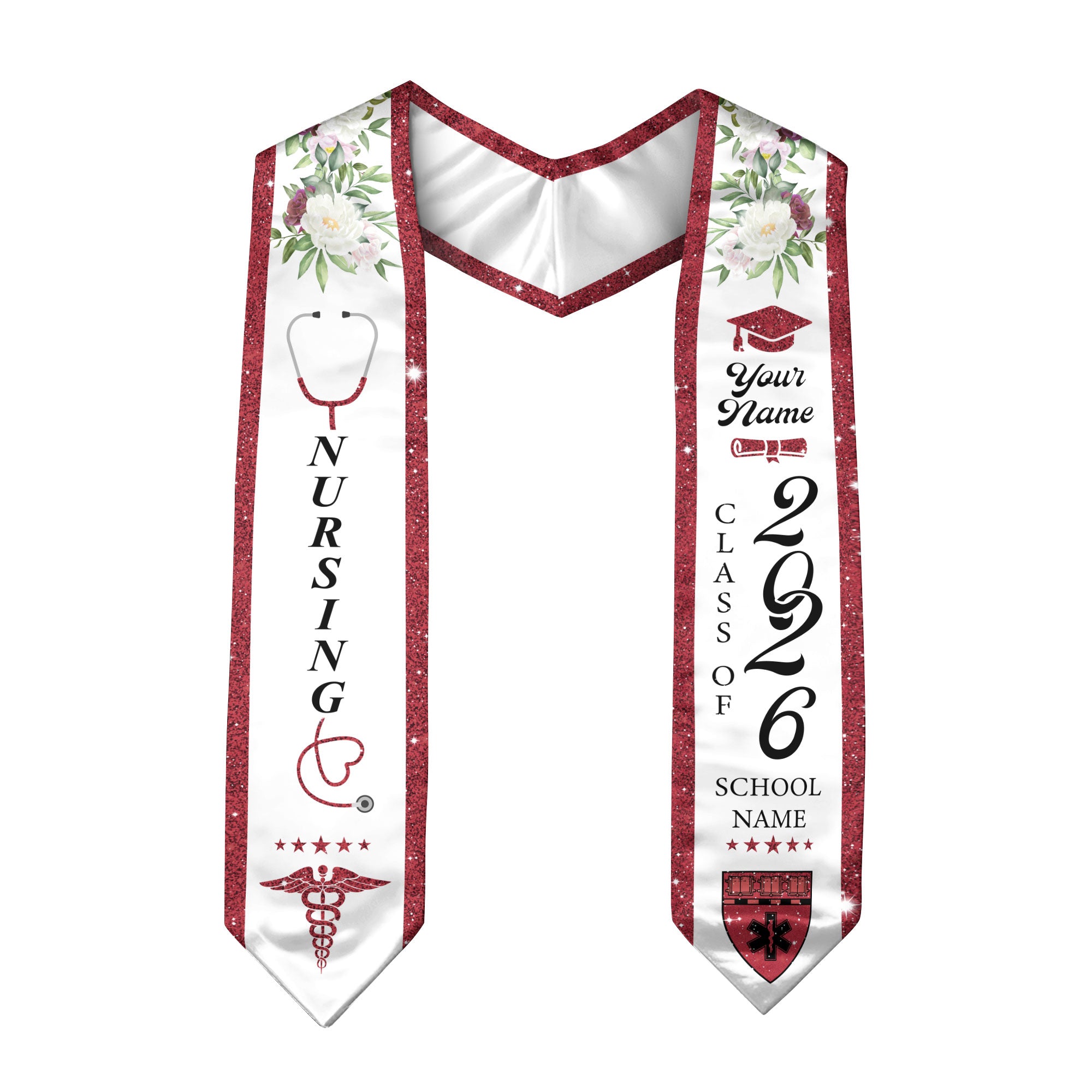 Customized RN Graduation Sash for Nursing School Completion, Professional Nurse Stole 2026