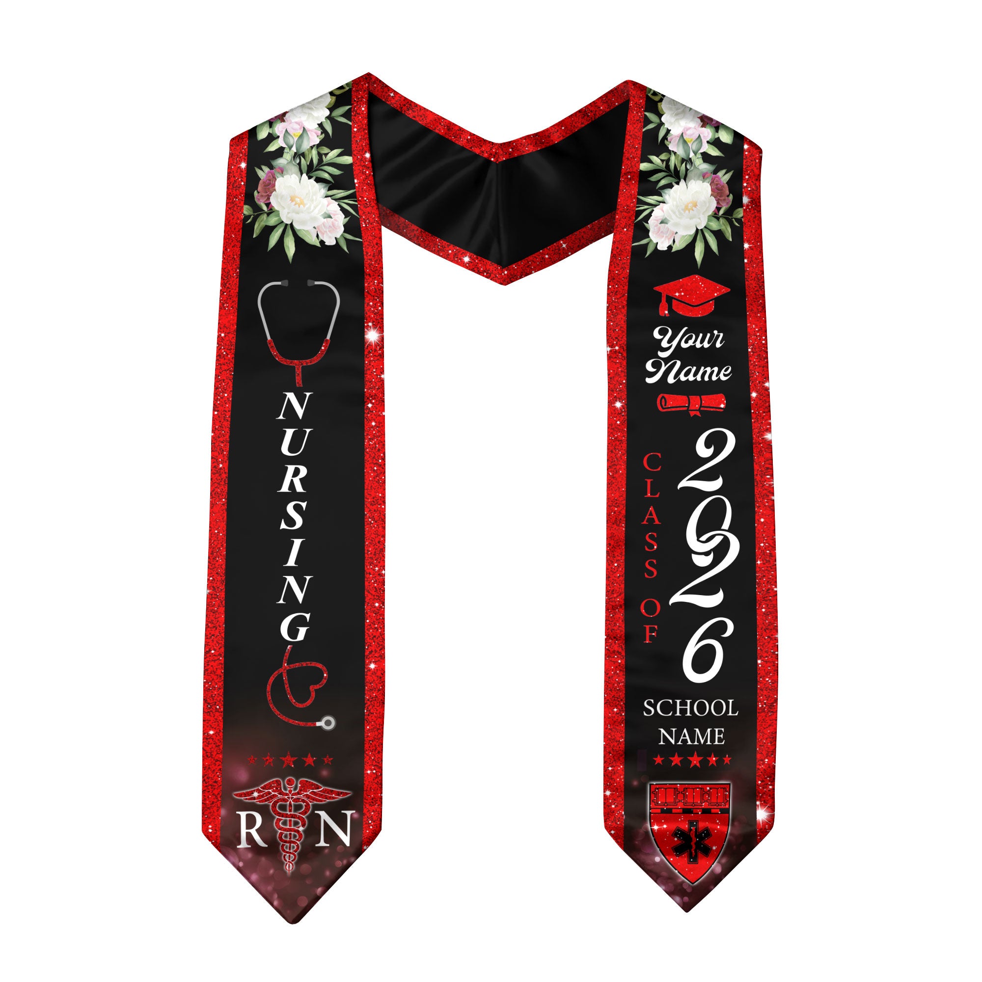 Customized RN Graduation Sash for Nursing School Completion, Professional Nurse Stole 2026