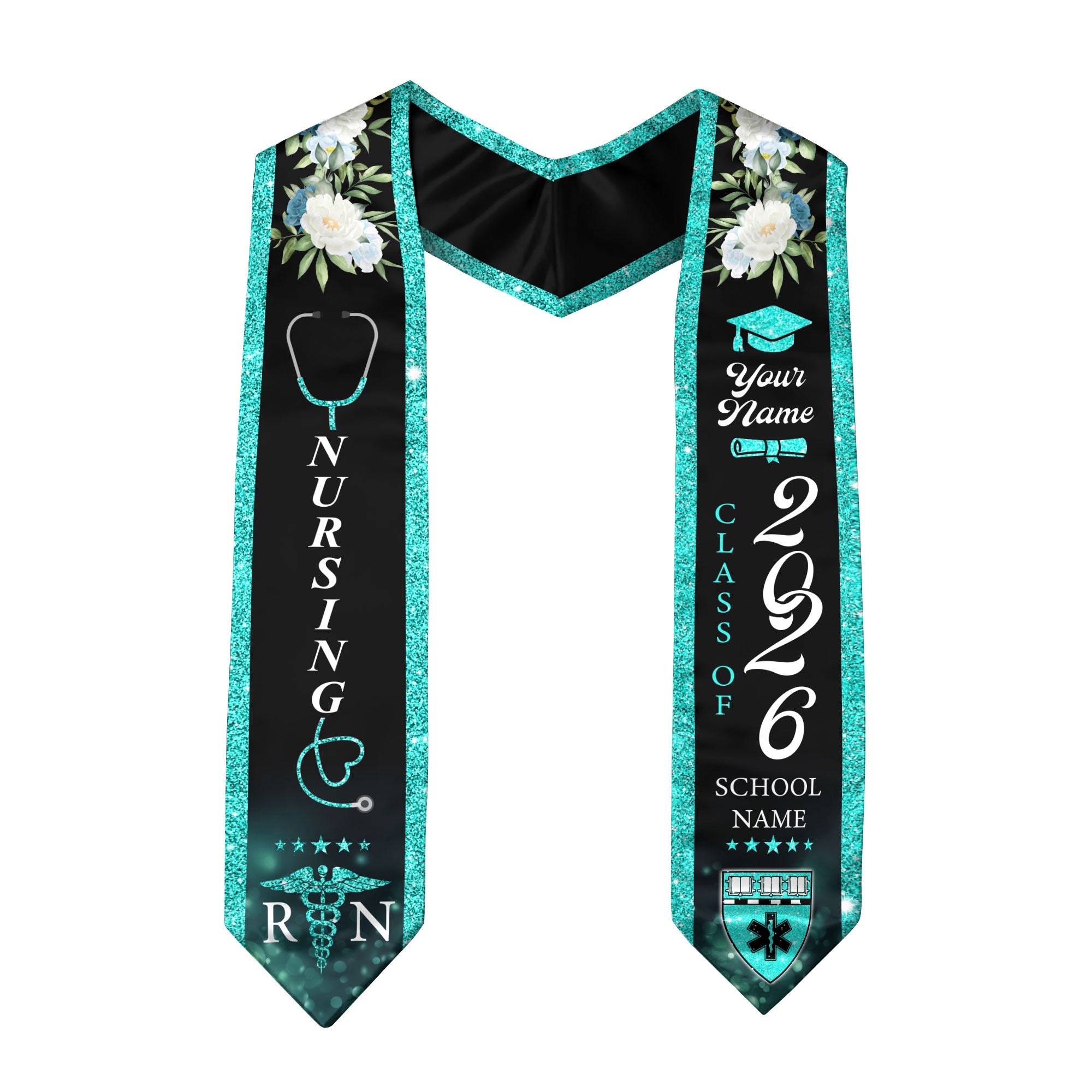 Customized RN Graduation Sash for Nursing School Completion, Professional Nurse Stole 2026