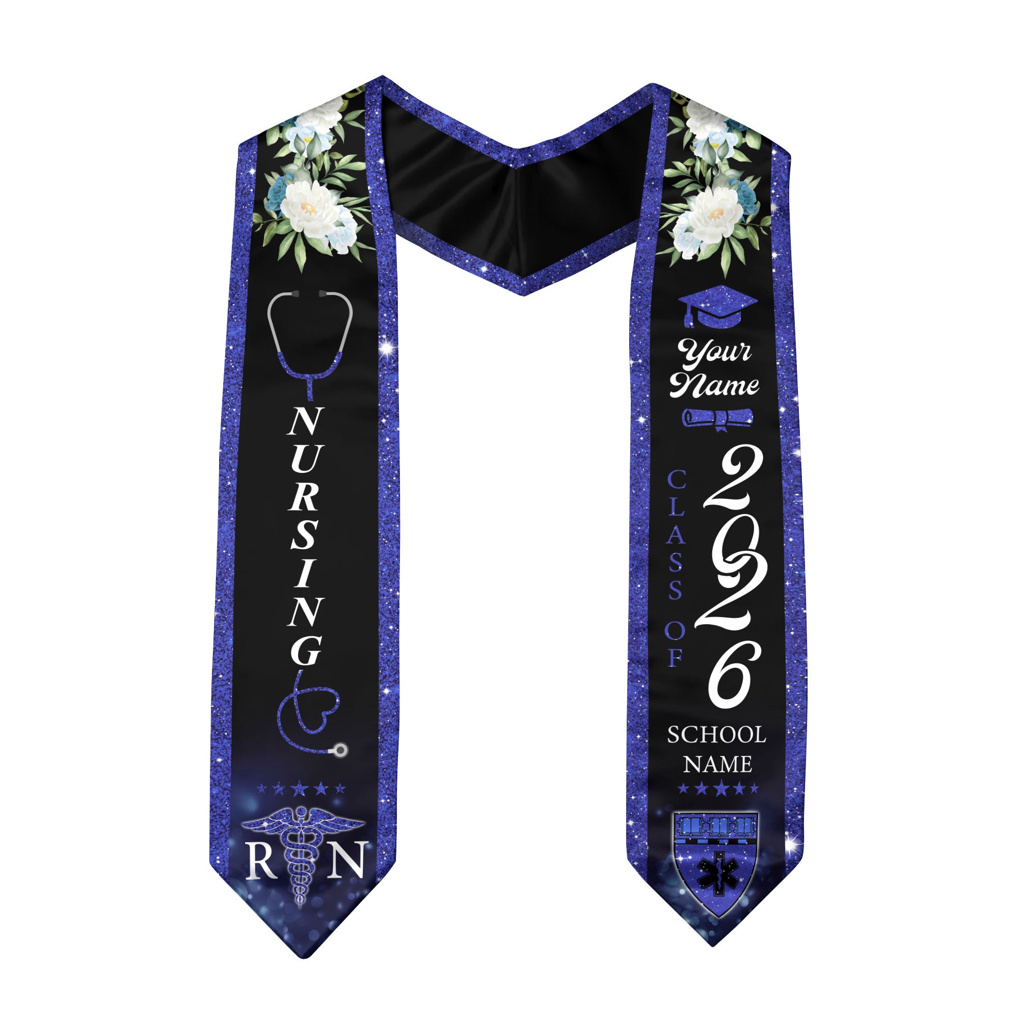 Customized RN Graduation Sash for Nursing School Completion, Professional Nurse Stole 2026
