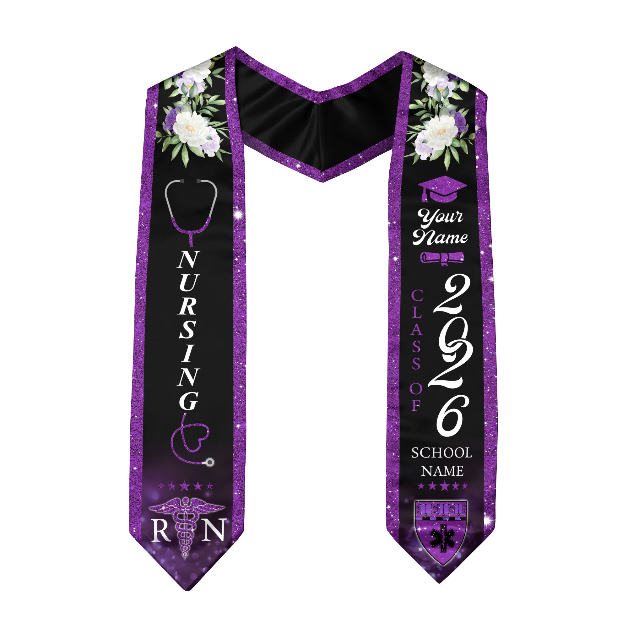 Customized RN Graduation Sash for Nursing School Completion, Professional Nurse Stole 2026