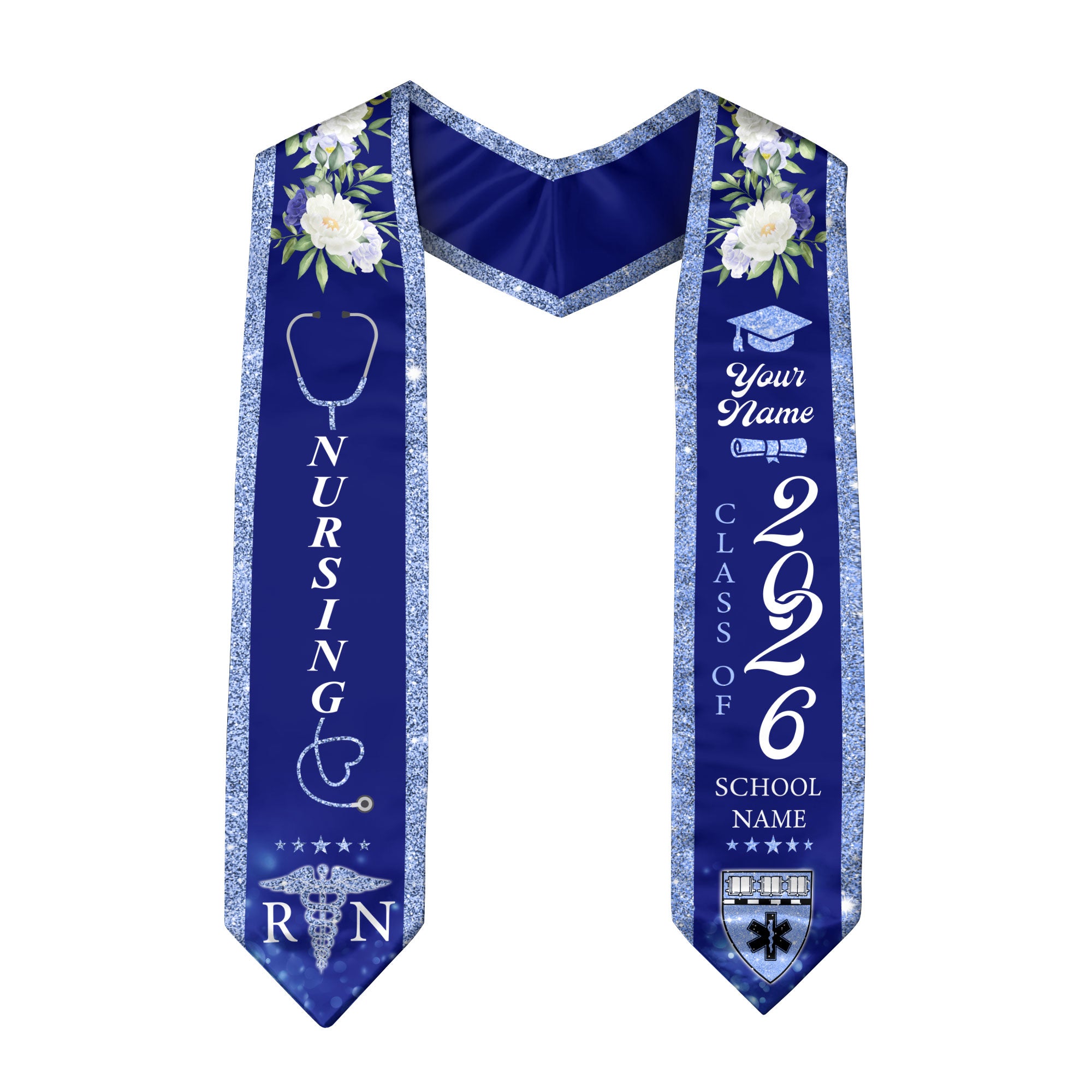 Customized RN Graduation Sash for Nursing School Completion, Professional Nurse Stole 2026