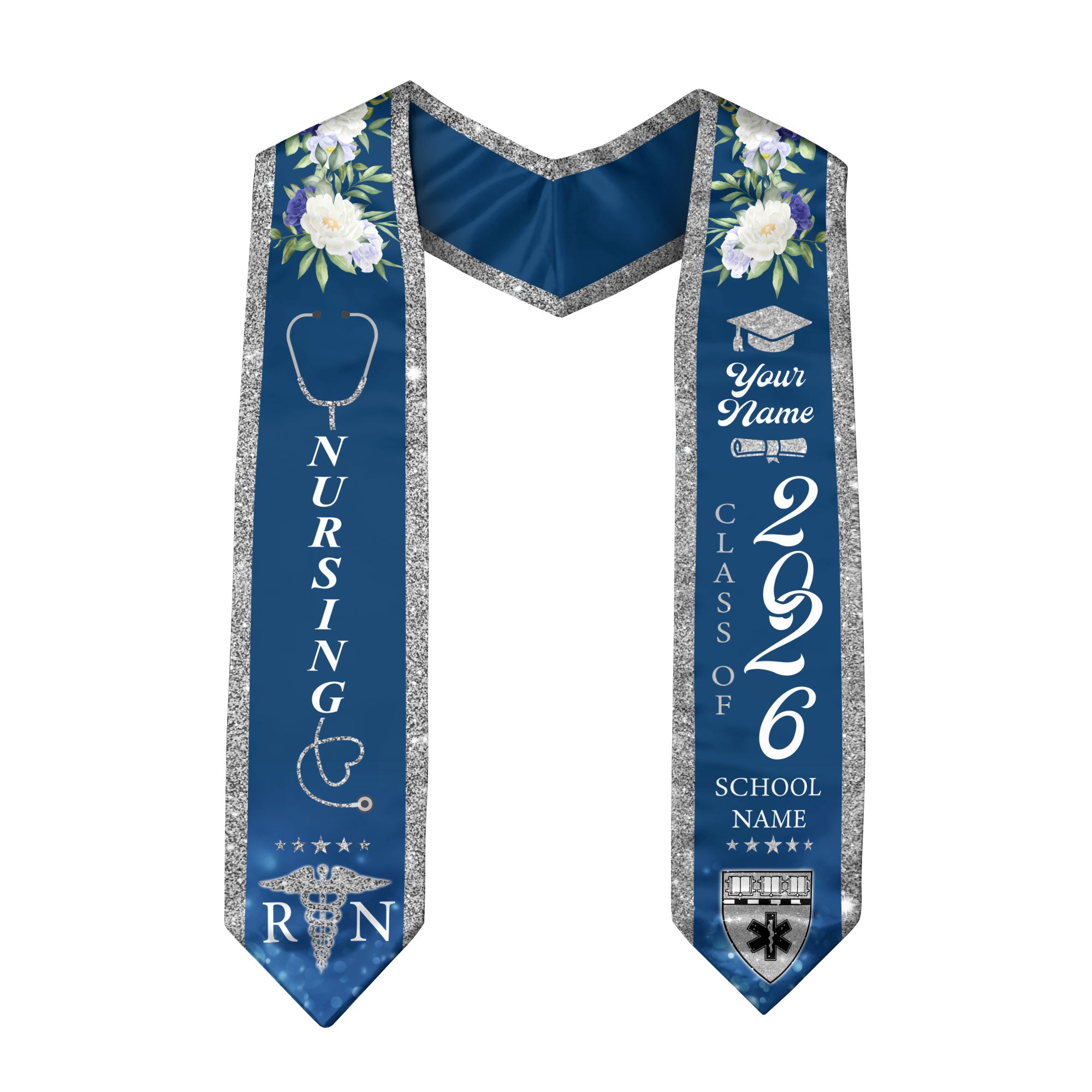 Customized RN Graduation Sash for Nursing School Completion, Professional Nurse Stole 2026