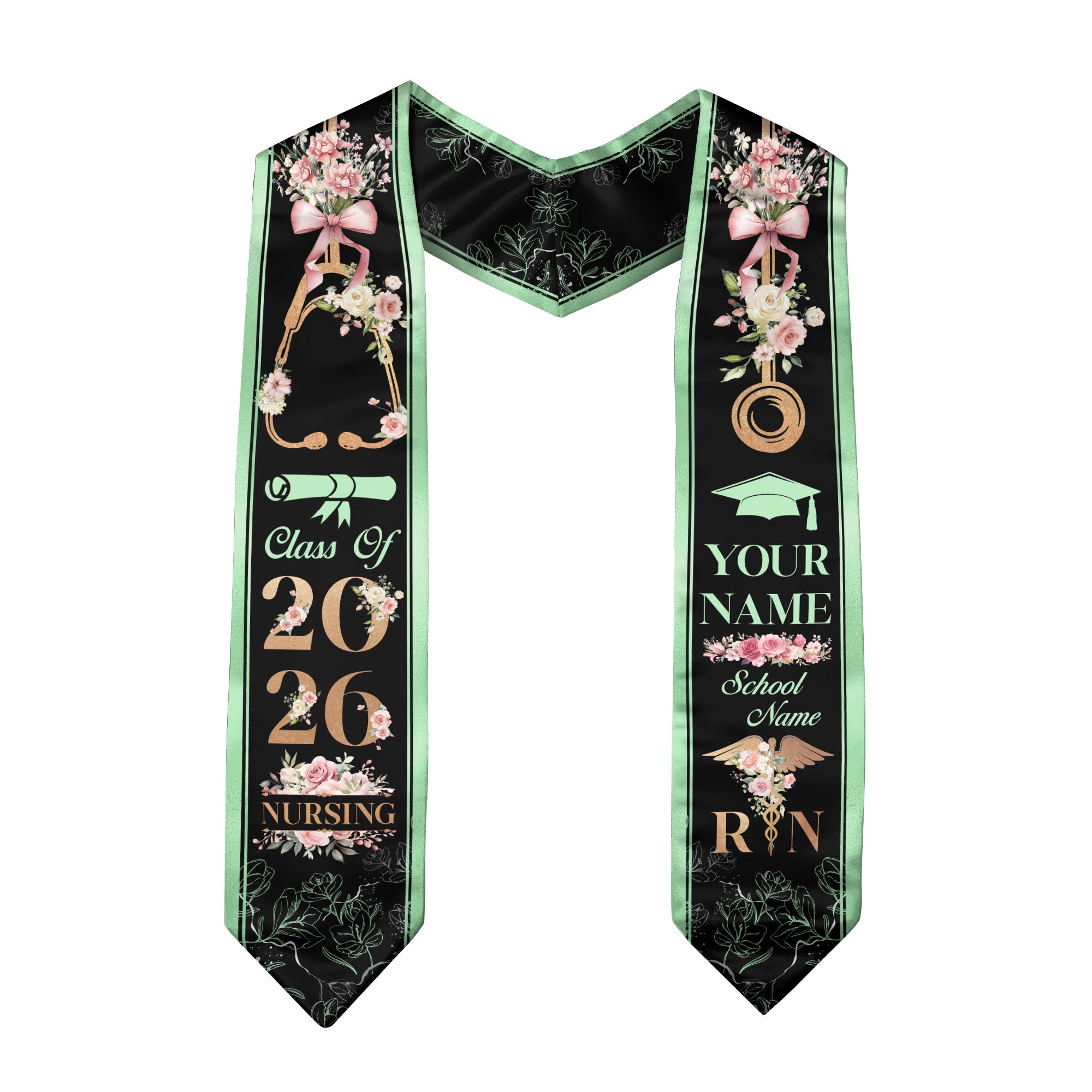 Customized Graduation Stole for Registered Nurses, Nursing School Ceremony Sash Class of 2026