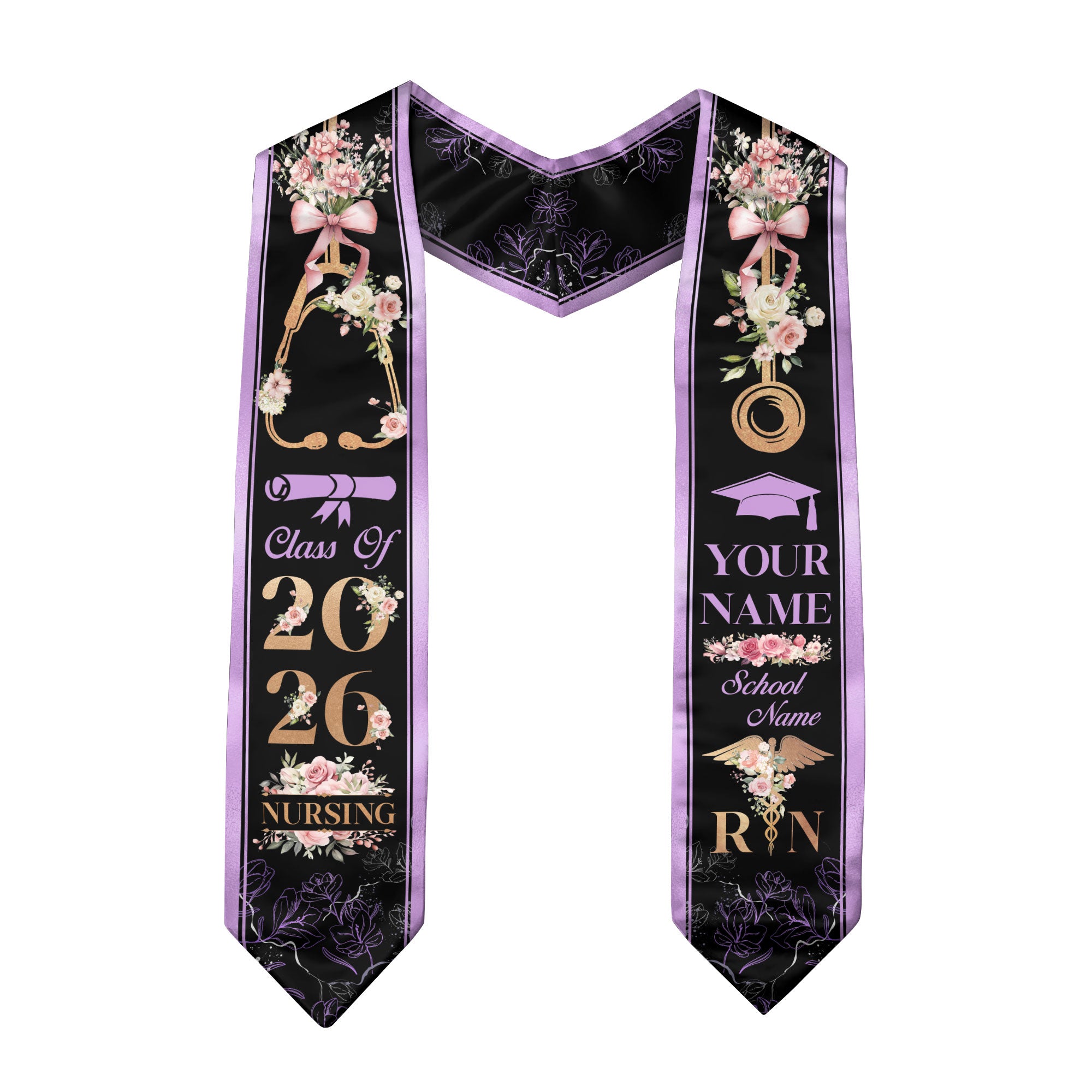 Customized Graduation Stole for Registered Nurses, Nursing School Ceremony Sash Class of 2026