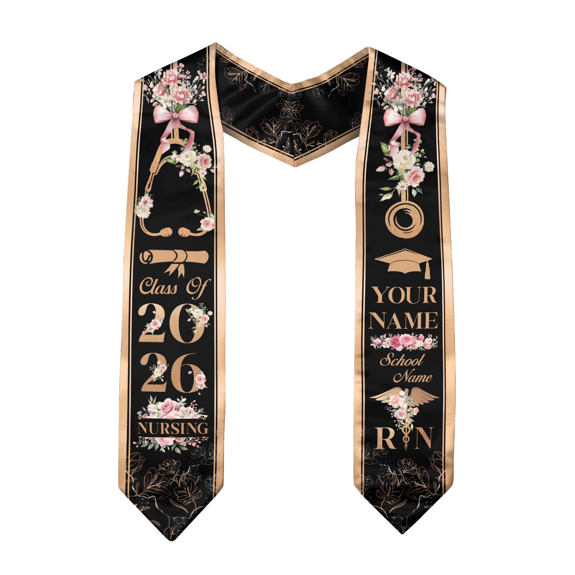 Customized Graduation Stole for Registered Nurses, Nursing School Ceremony Sash Class of 2026