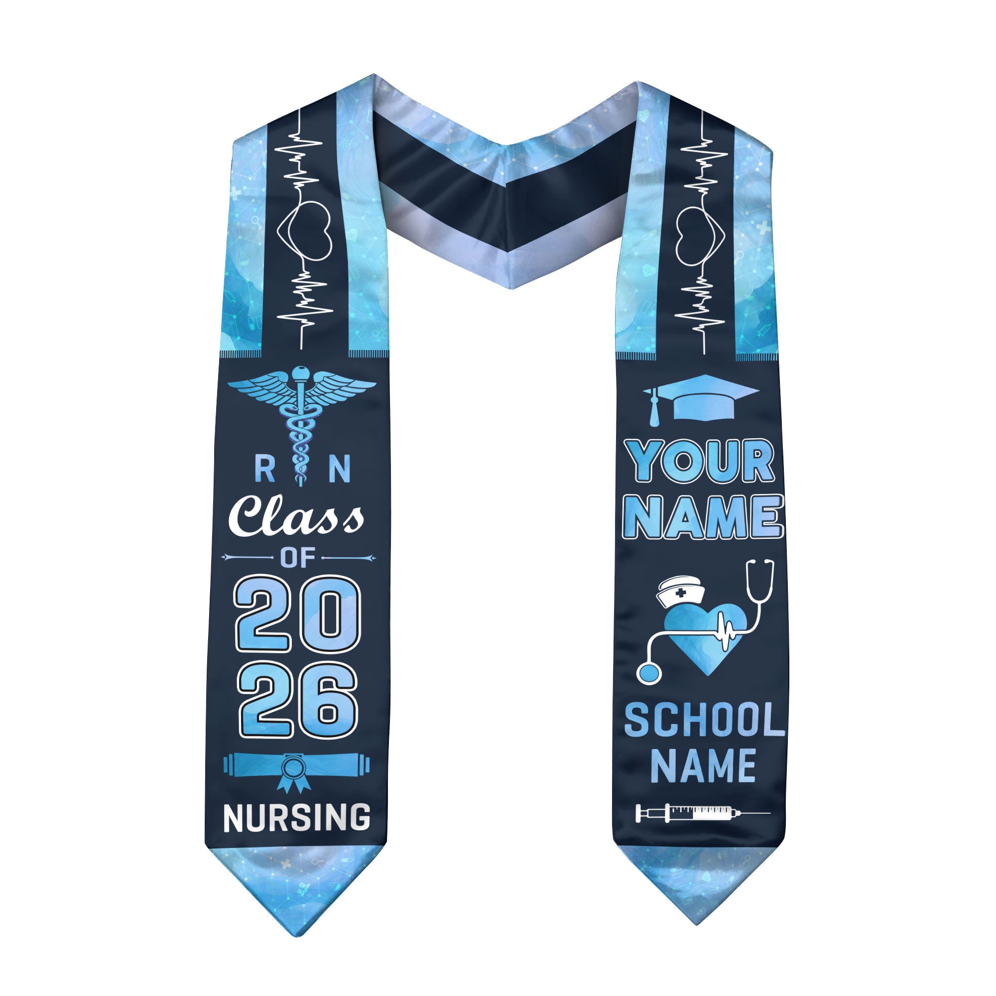 Customized RN Nursing Graduation Stole, BSN Nurse Ceremony Sash for Class of 2026