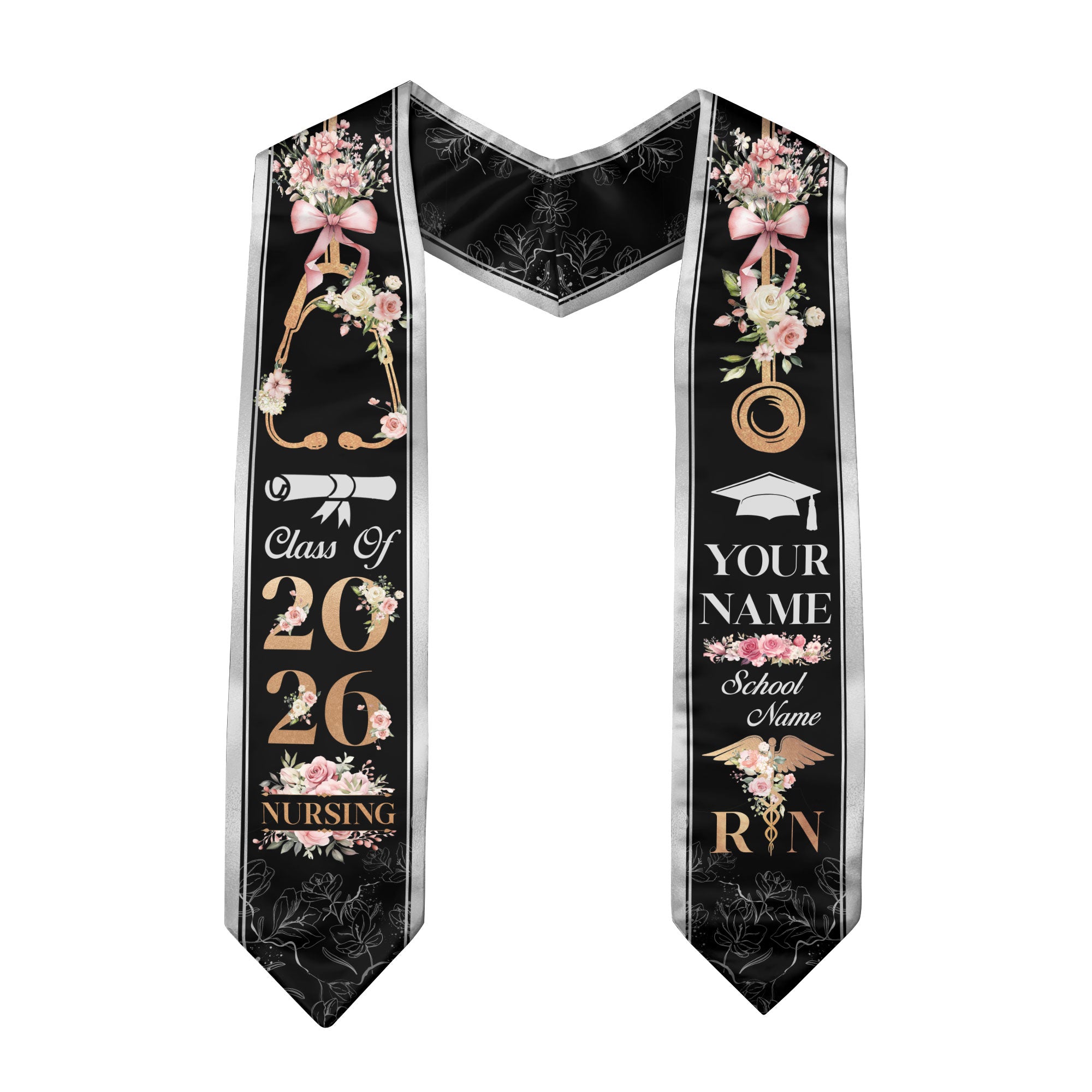 Customized Graduation Stole for Registered Nurses, Nursing School Ceremony Sash Class of 2026