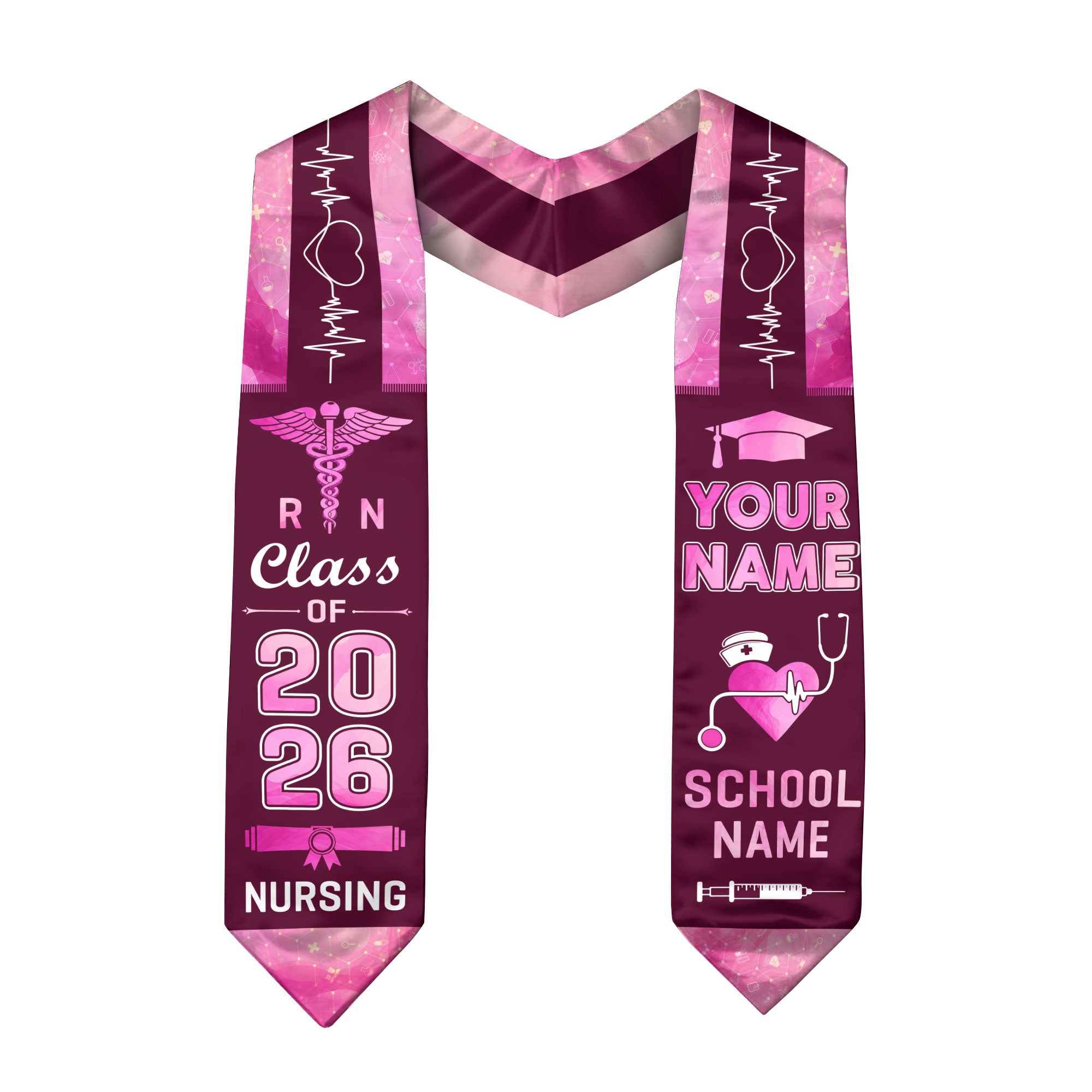 Customized RN Nursing Graduation Stole, BSN Nurse Ceremony Sash for Class of 2026