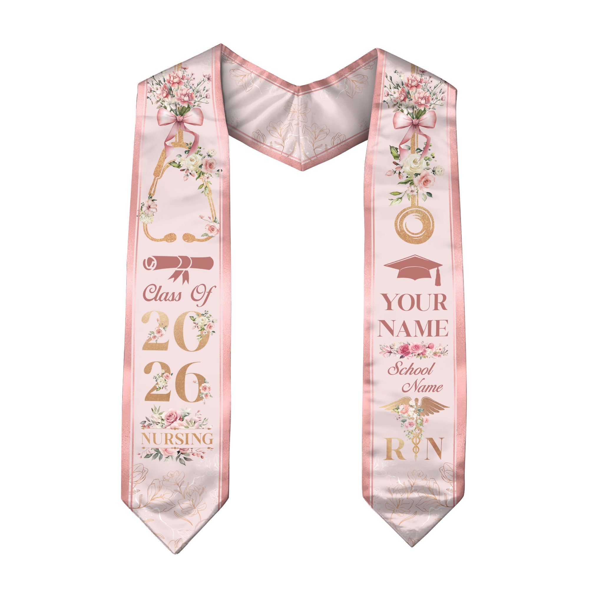 Customized Graduation Stole for Registered Nurses, Nursing School Ceremony Sash Class of 2026