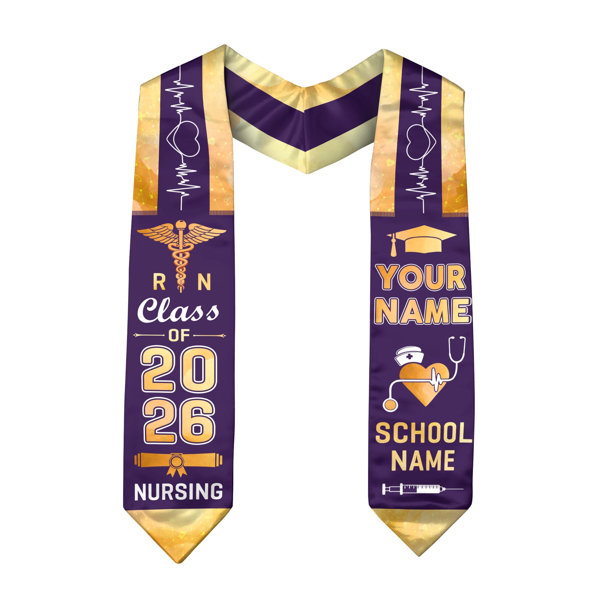 Customized RN Nursing Graduation Stole, BSN Nurse Ceremony Sash for Class of 2026