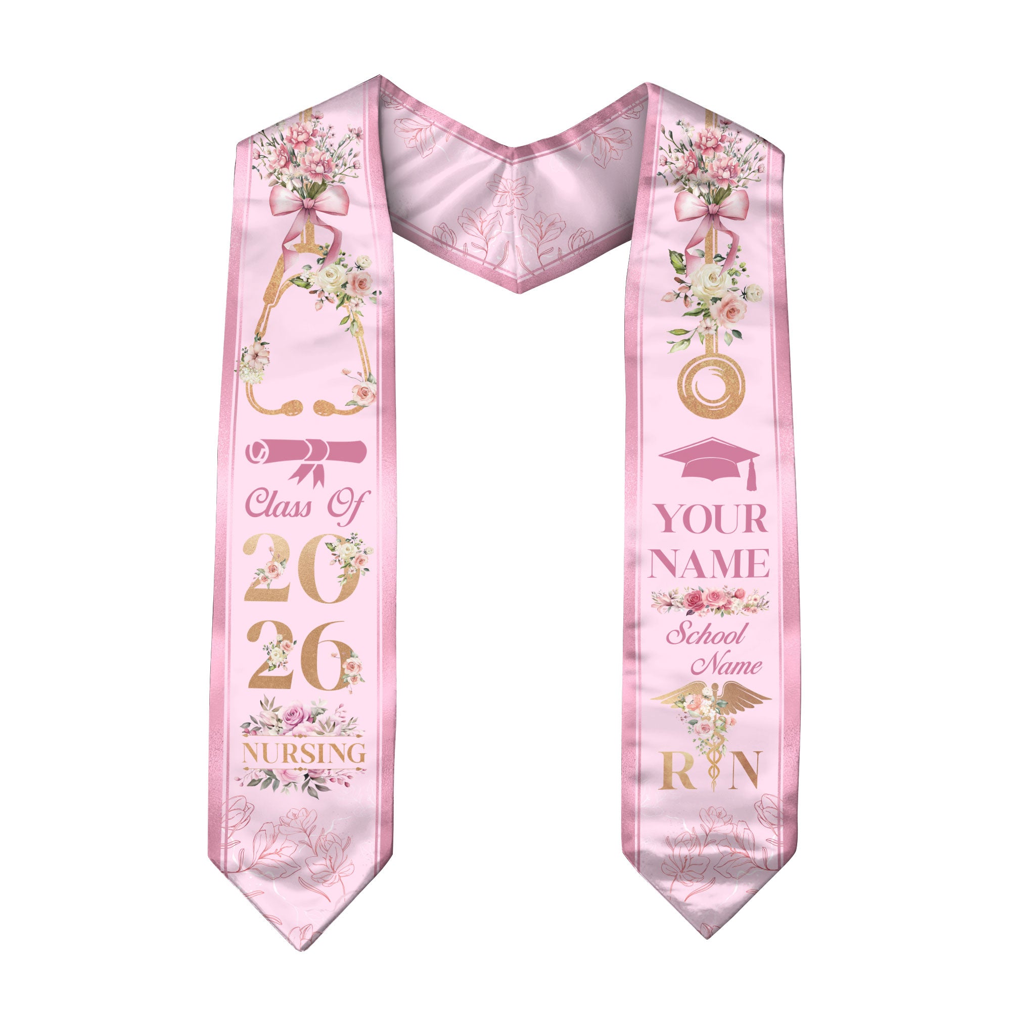 Customized Graduation Stole for Registered Nurses, Nursing School Ceremony Sash Class of 2026