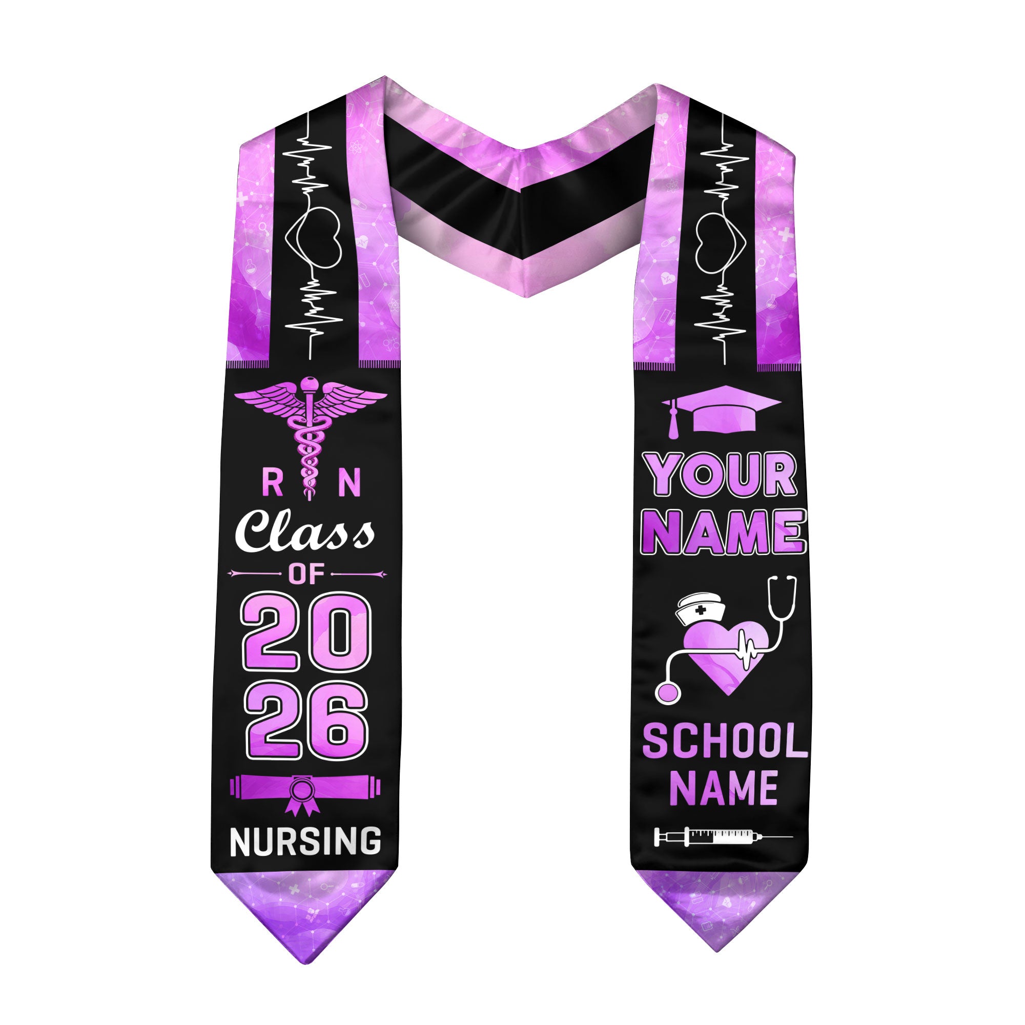 Customized RN Nursing Graduation Stole, BSN Nurse Ceremony Sash for Class of 2026