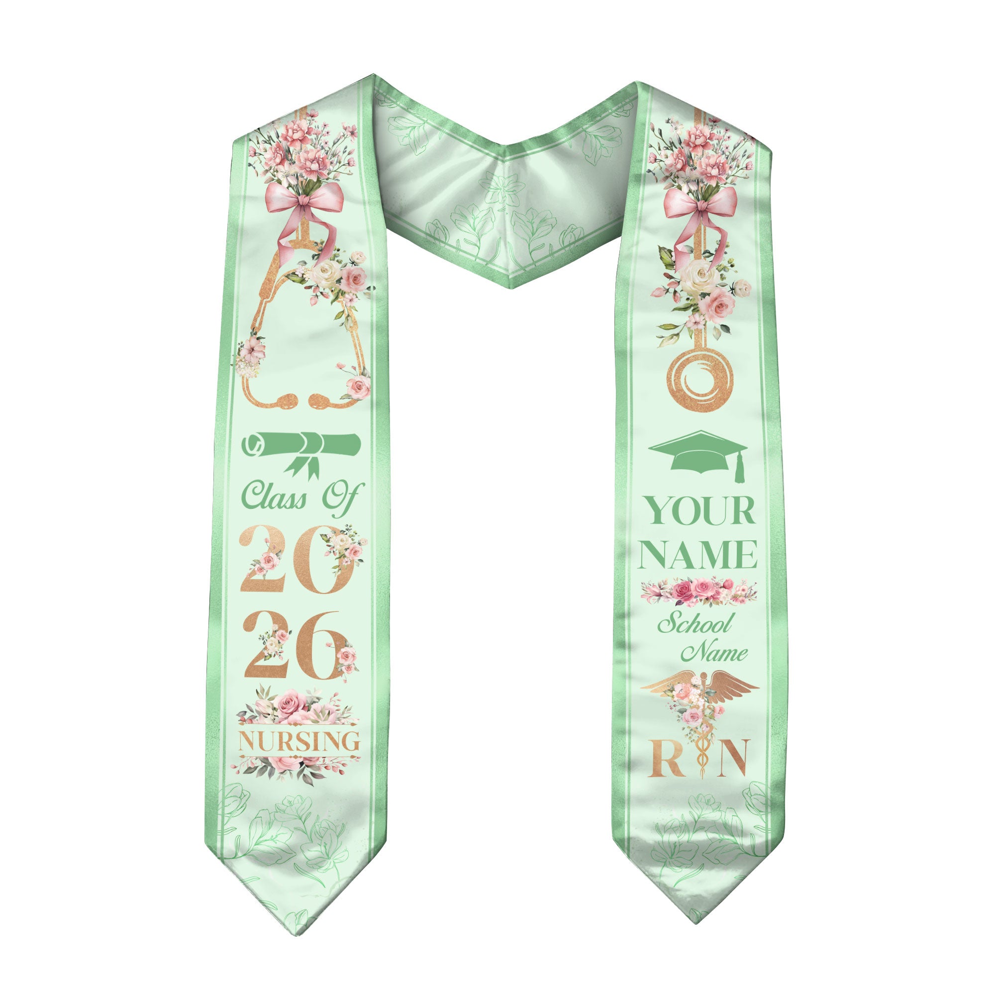 Customized Graduation Stole for Registered Nurses, Nursing School Ceremony Sash Class of 2026