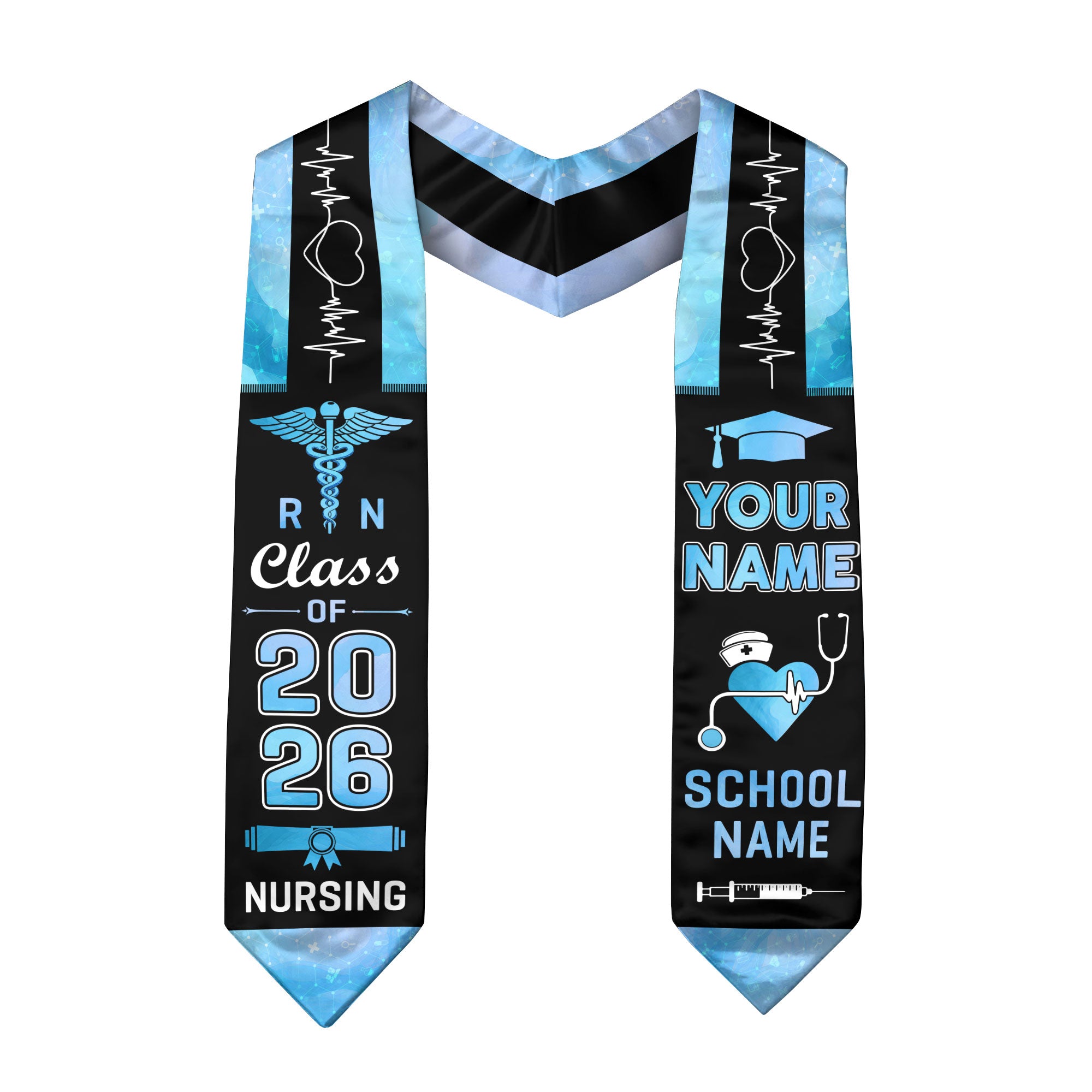 Customized RN Nursing Graduation Stole, BSN Nurse Ceremony Sash for Class of 2026
