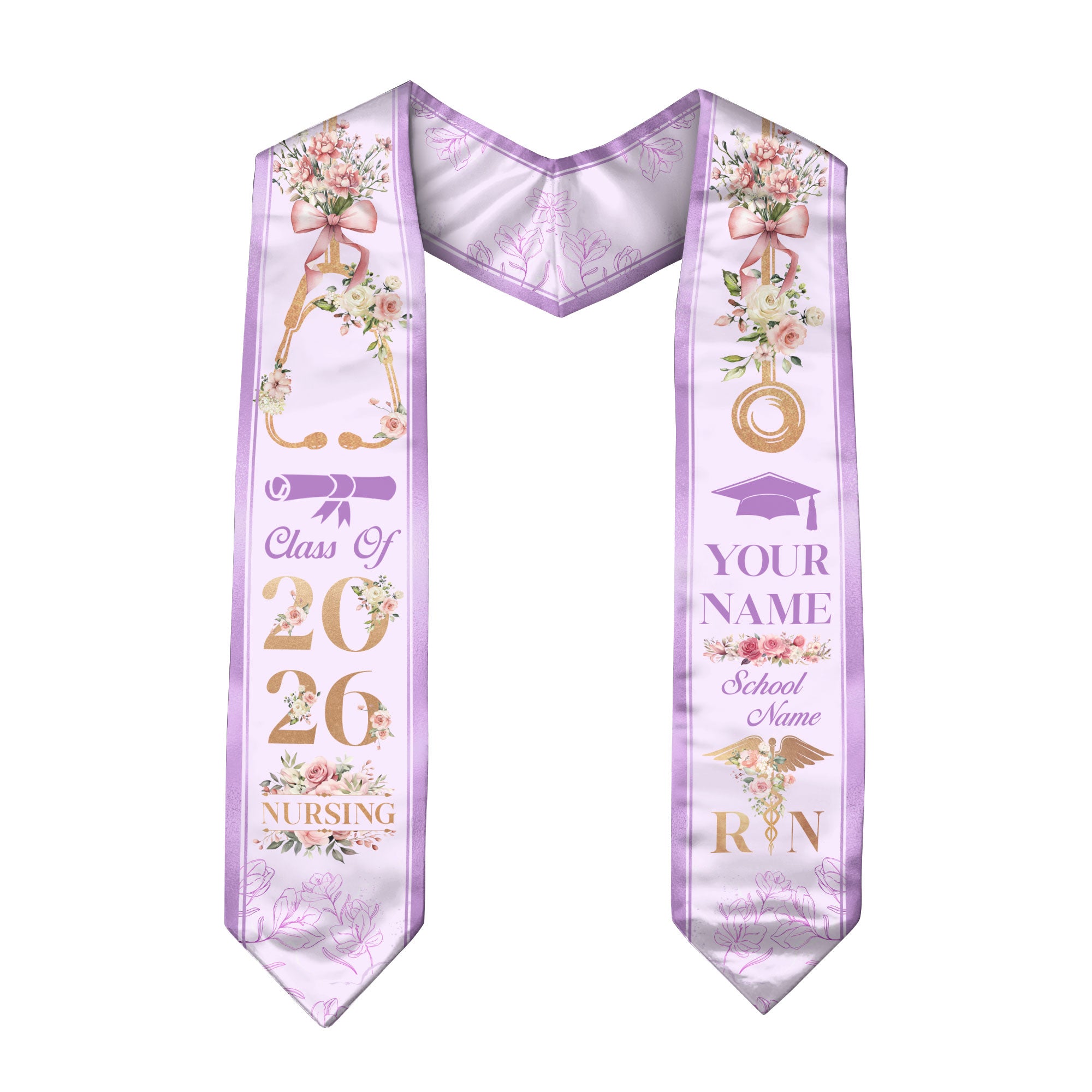 Customized Graduation Stole for Registered Nurses, Nursing School Ceremony Sash Class of 2026