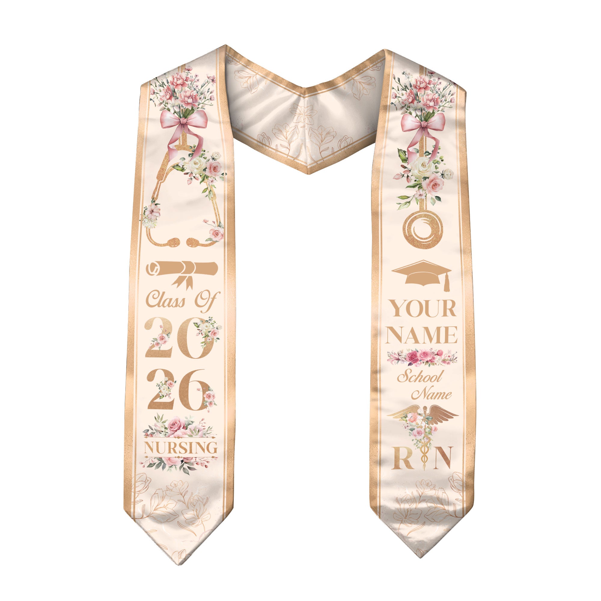 Customized Graduation Stole for Registered Nurses, Nursing School Ceremony Sash Class of 2026