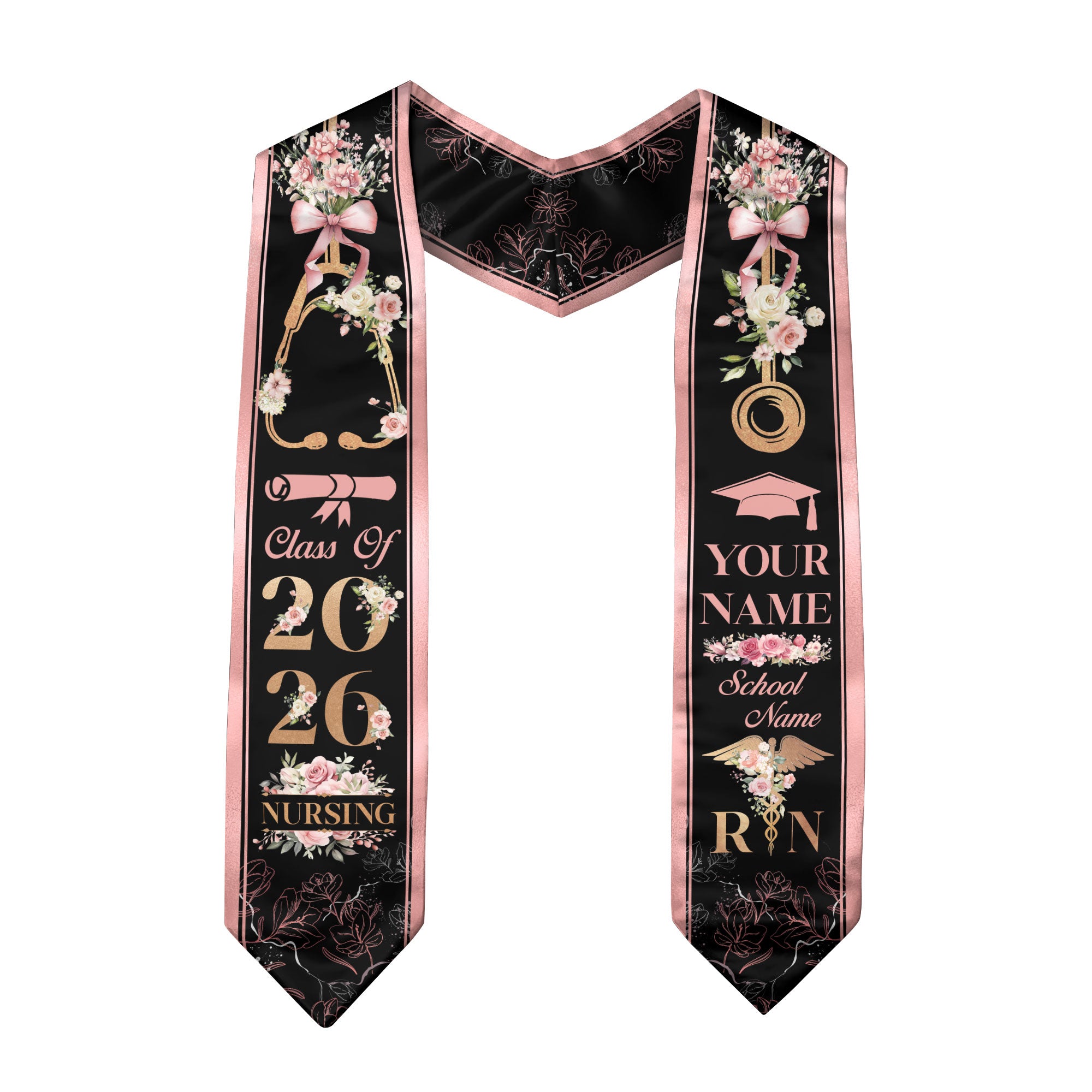 Customized Graduation Stole for Registered Nurses, Nursing School Ceremony Sash Class of 2026