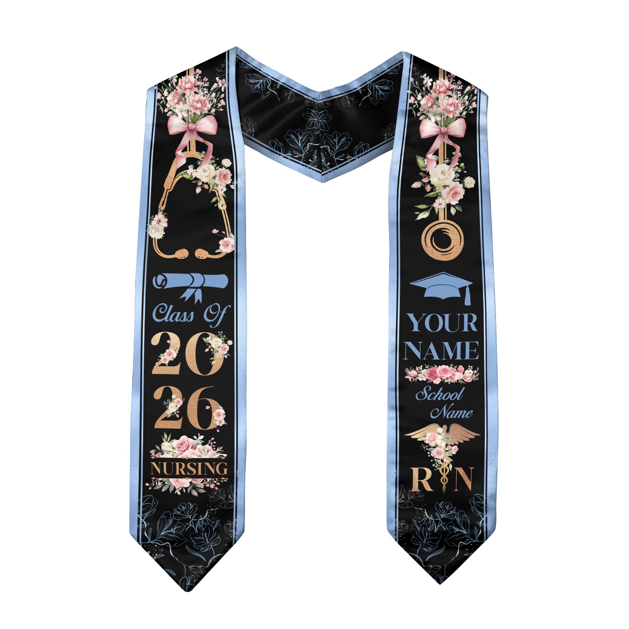 Customized Graduation Stole for Registered Nurses, Nursing School Ceremony Sash Class of 2026