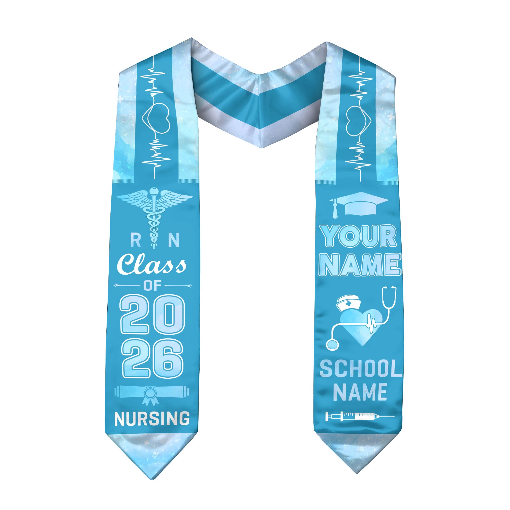 Customized RN Nursing Graduation Stole, BSN Nurse Ceremony Sash for Class of 2026