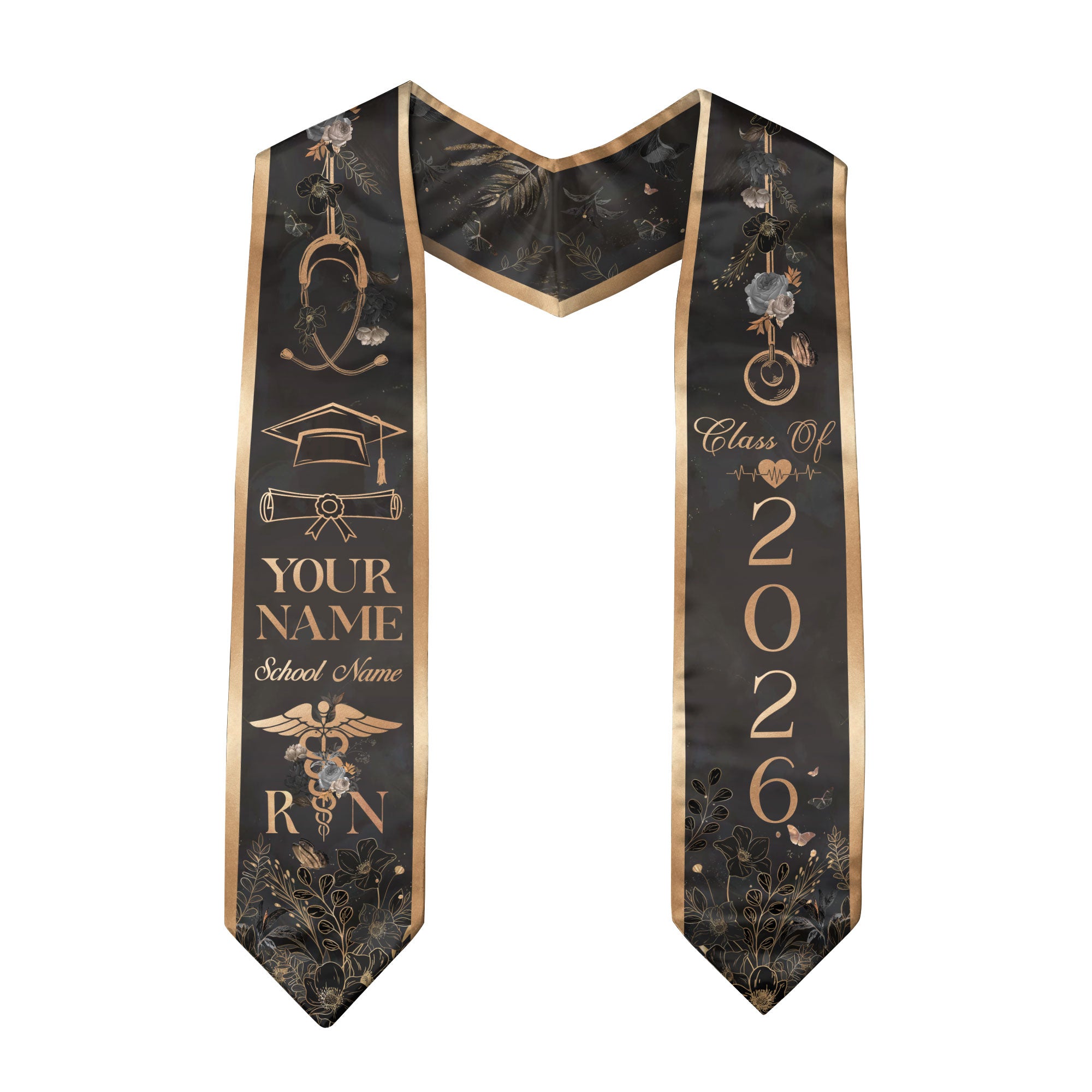 Customized RN Nursing Graduation Stole Featuring Professional Design, Nurse Sash for Class of 2026