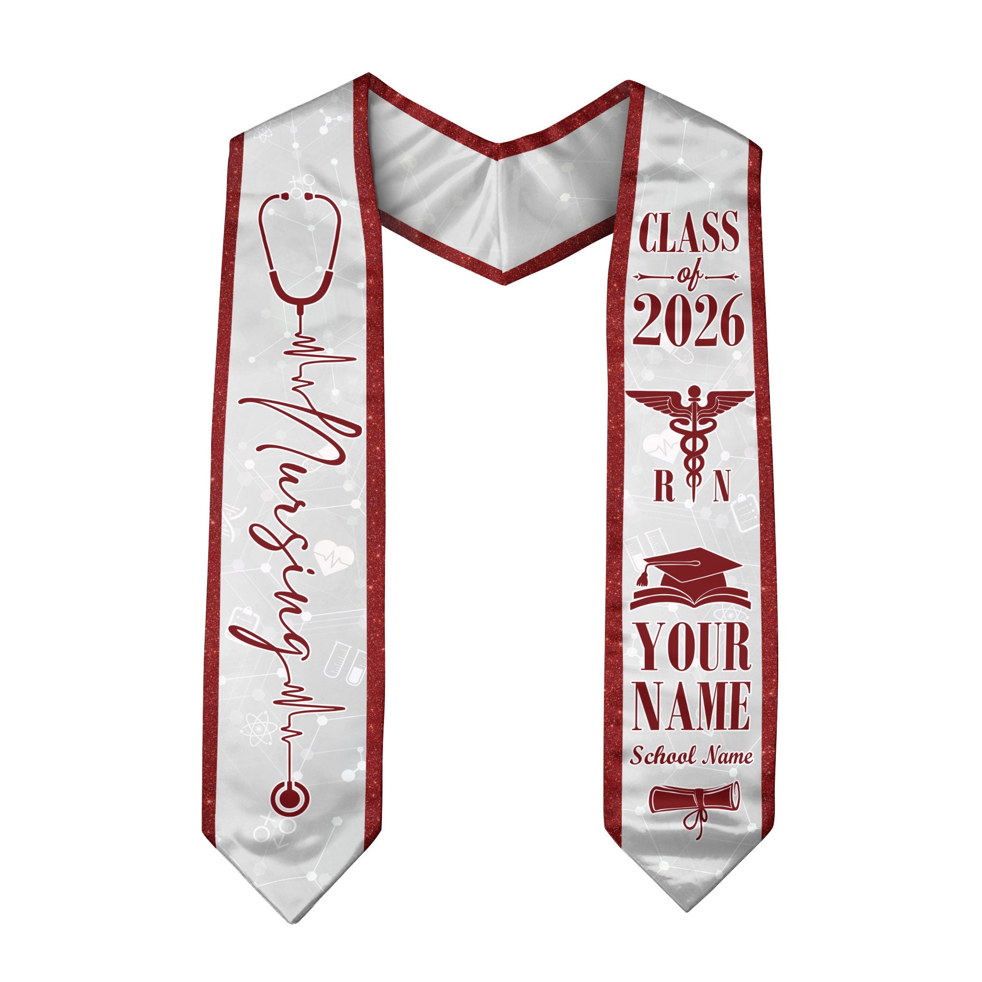 Customized Nursing School Graduation Stole for RN and BSN Students, Sash 2026