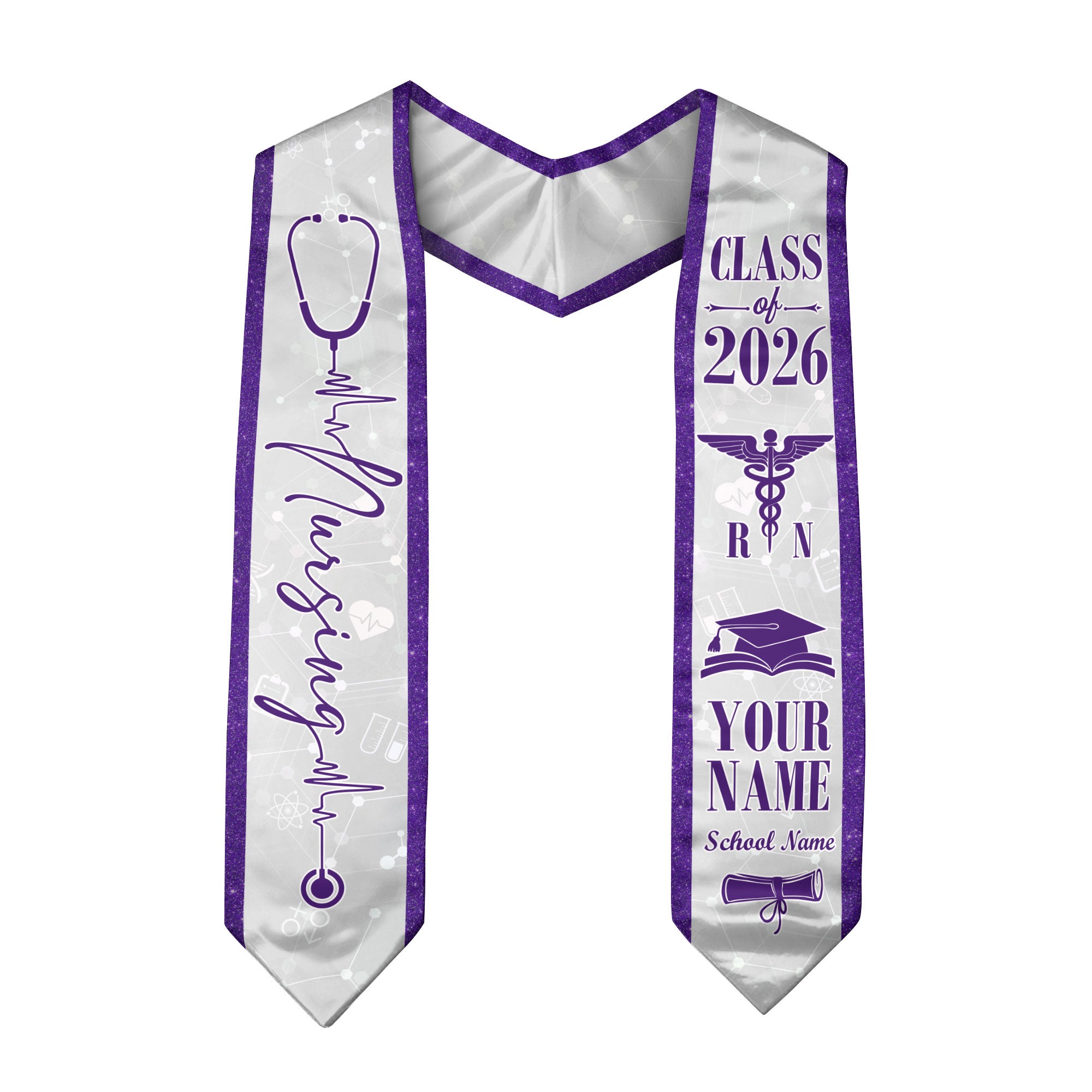 Customized Nursing School Graduation Stole for RN and BSN Students, Sash 2026