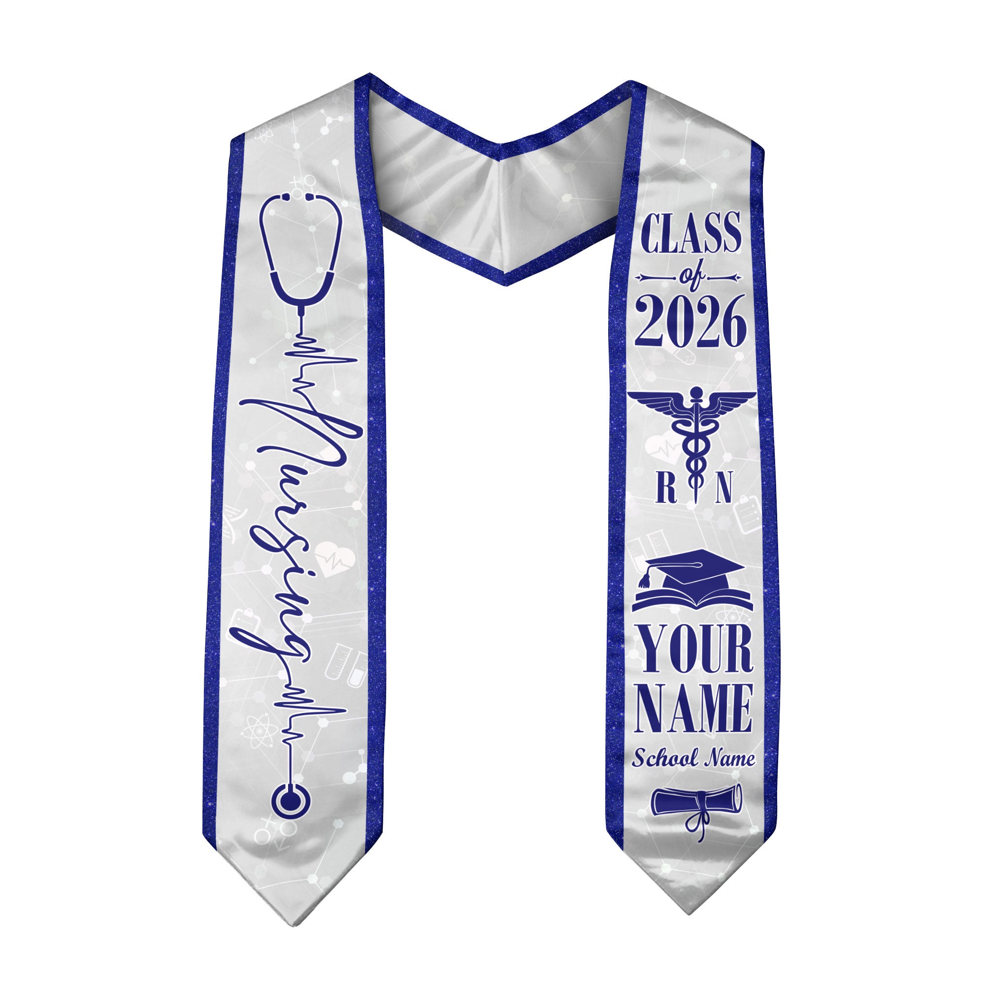 Customized Nursing School Graduation Stole for RN and BSN Students, Sash 2026