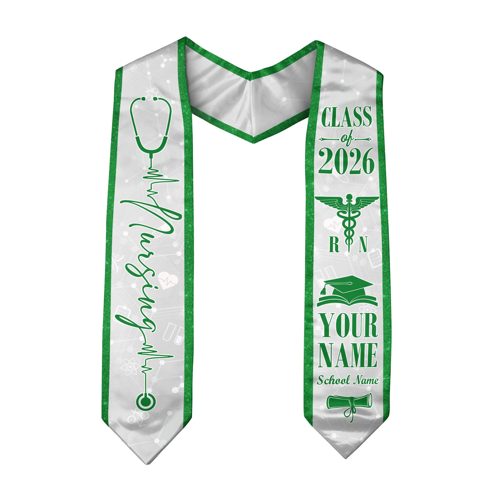 Customized Nursing School Graduation Stole for RN and BSN Students, Sash 2026