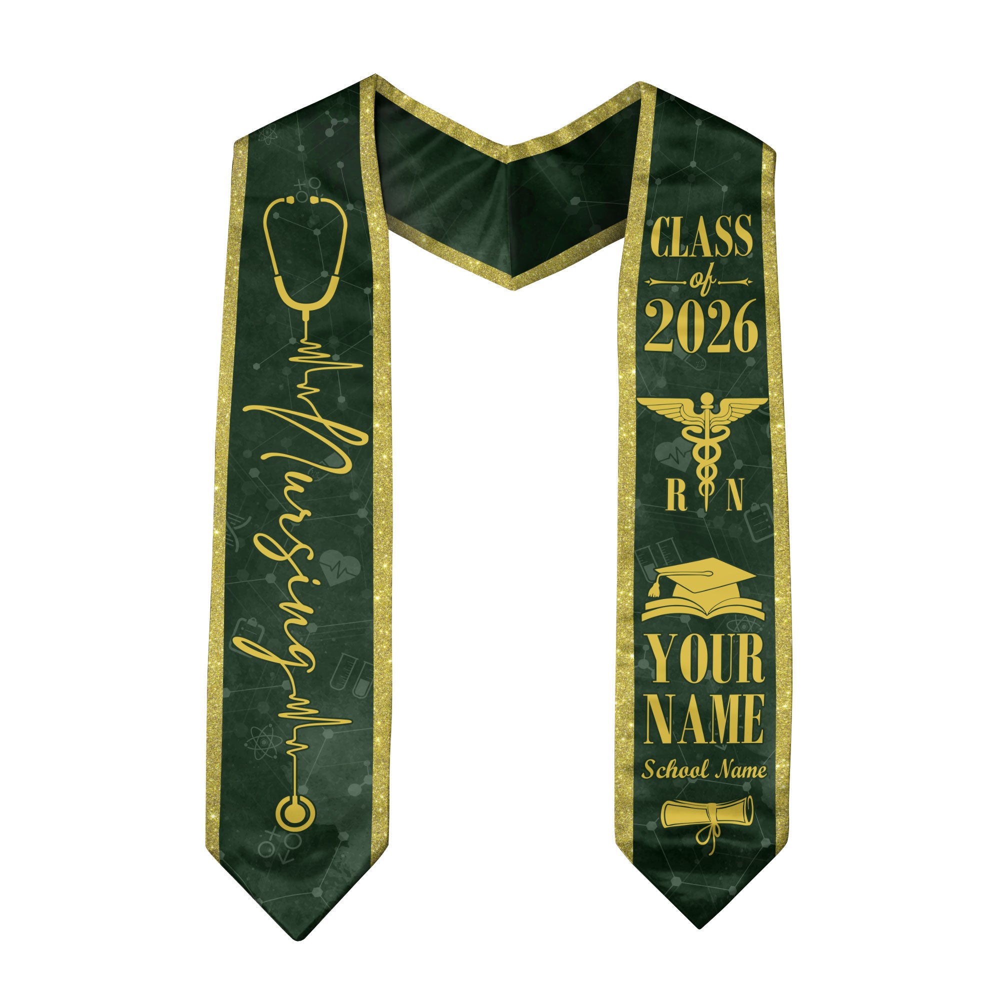 Customized Nursing School Graduation Stole for RN and BSN Students, Sash 2026