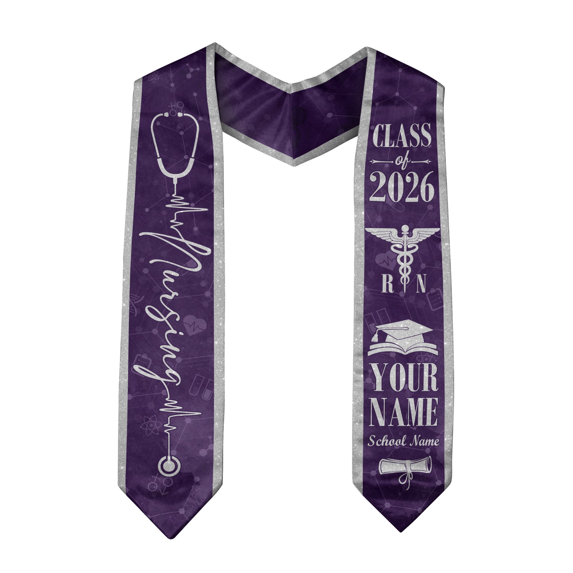 Customized Nursing School Graduation Stole for RN and BSN Students, Sash 2026