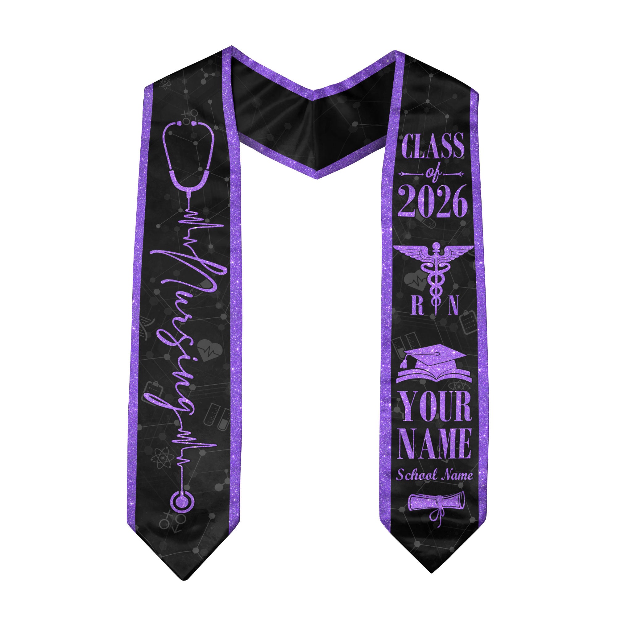 Customized Nursing School Graduation Stole for RN and BSN Students, Sash 2026