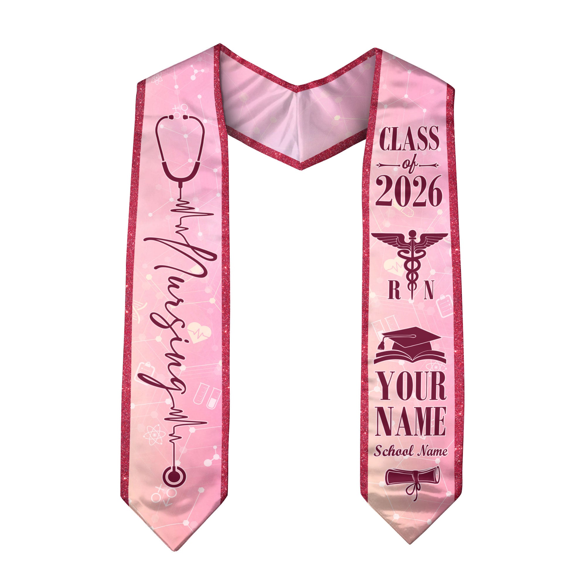 Customized Nursing School Graduation Stole for RN and BSN Students, Sash 2026