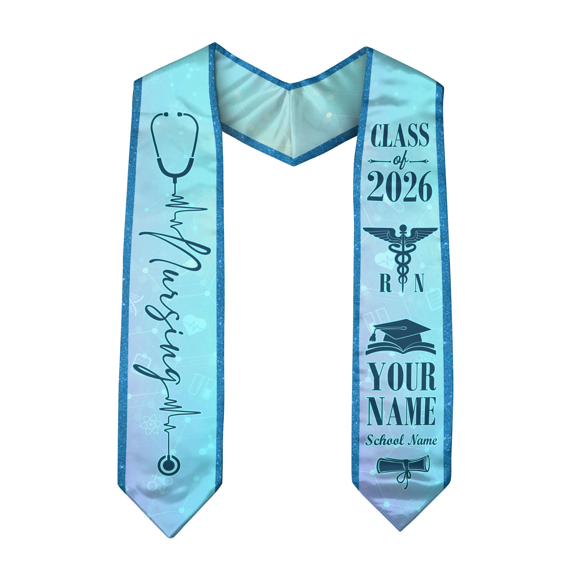 Customized Nursing School Graduation Stole for RN and BSN Students, Sash 2026