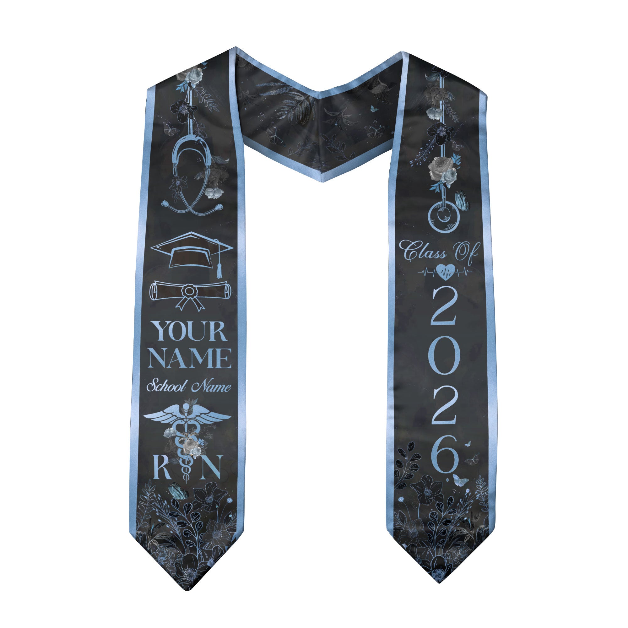 Customized RN Nursing Graduation Stole Featuring Professional Design, Nurse Sash for Class of 2026
