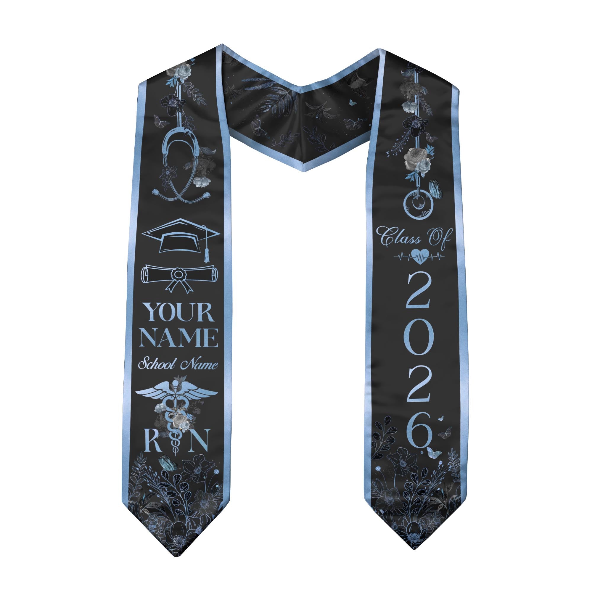Customized RN Nursing Graduation Stole Featuring Professional Design, Nurse Sash for Class of 2026