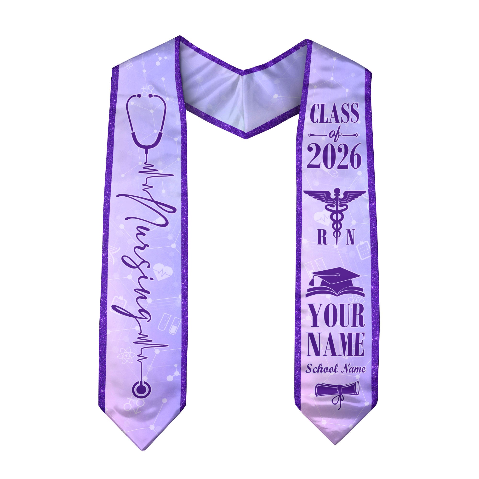 Customized Nursing School Graduation Stole for RN and BSN Students, Sash 2026