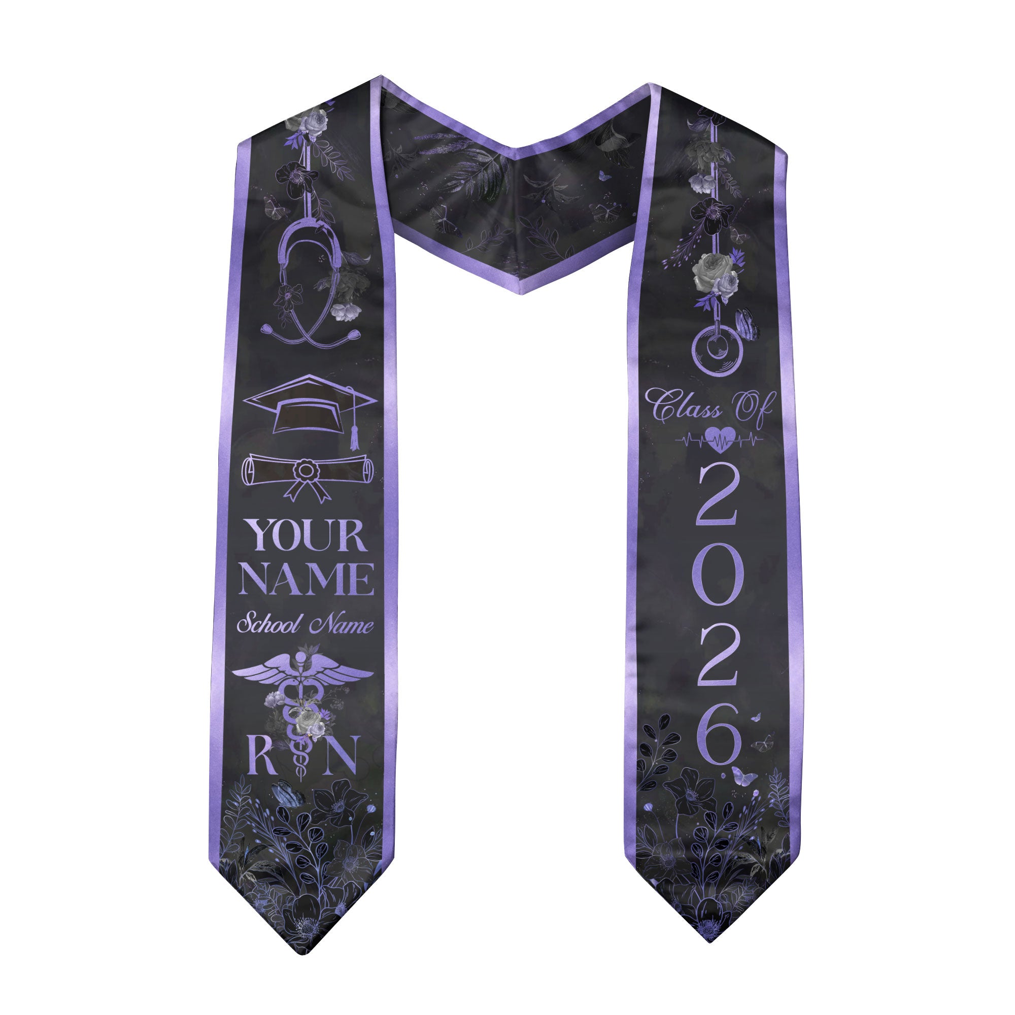 Customized RN Nursing Graduation Stole Featuring Professional Design, Nurse Sash for Class of 2026