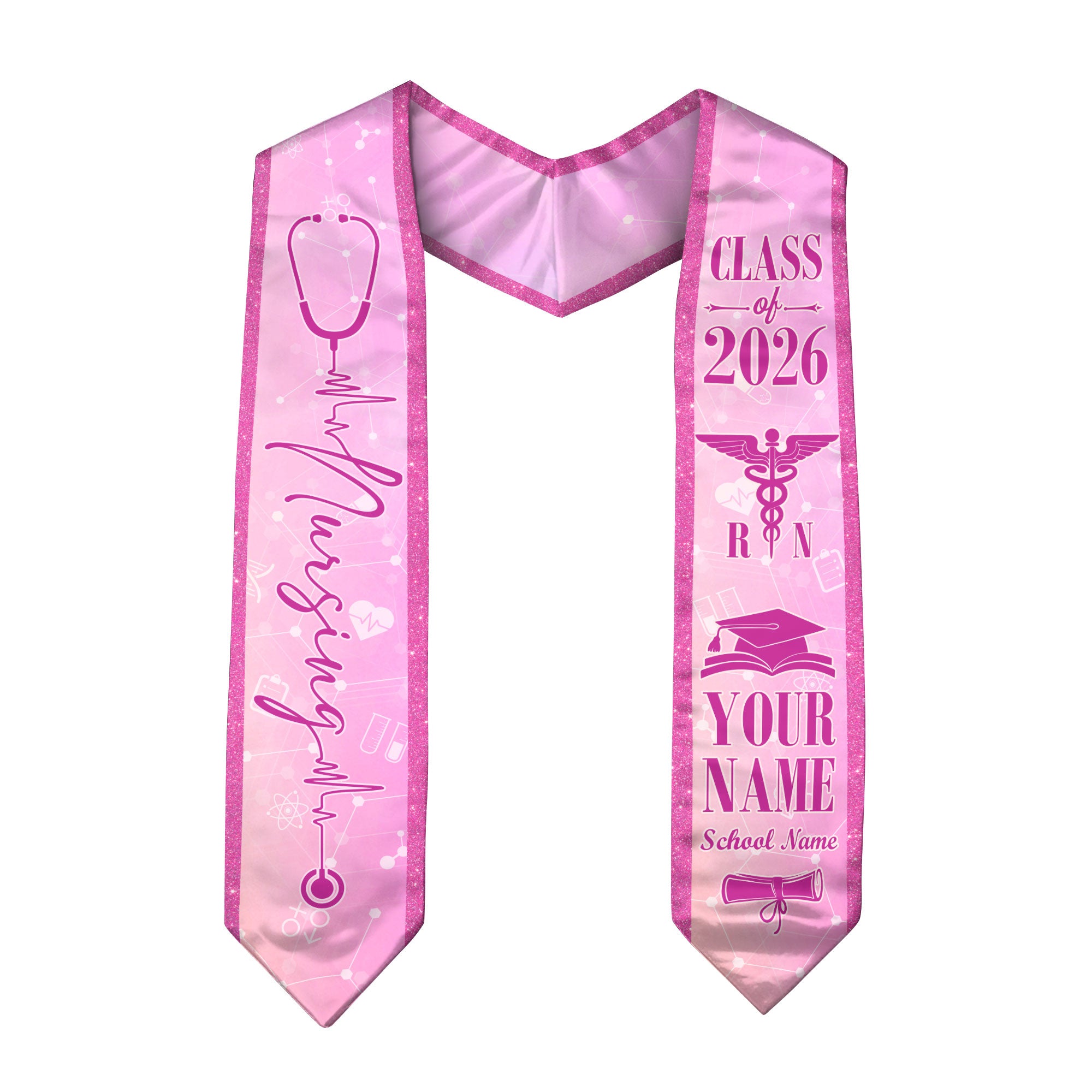 Customized Nursing School Graduation Stole for RN and BSN Students, Sash 2026