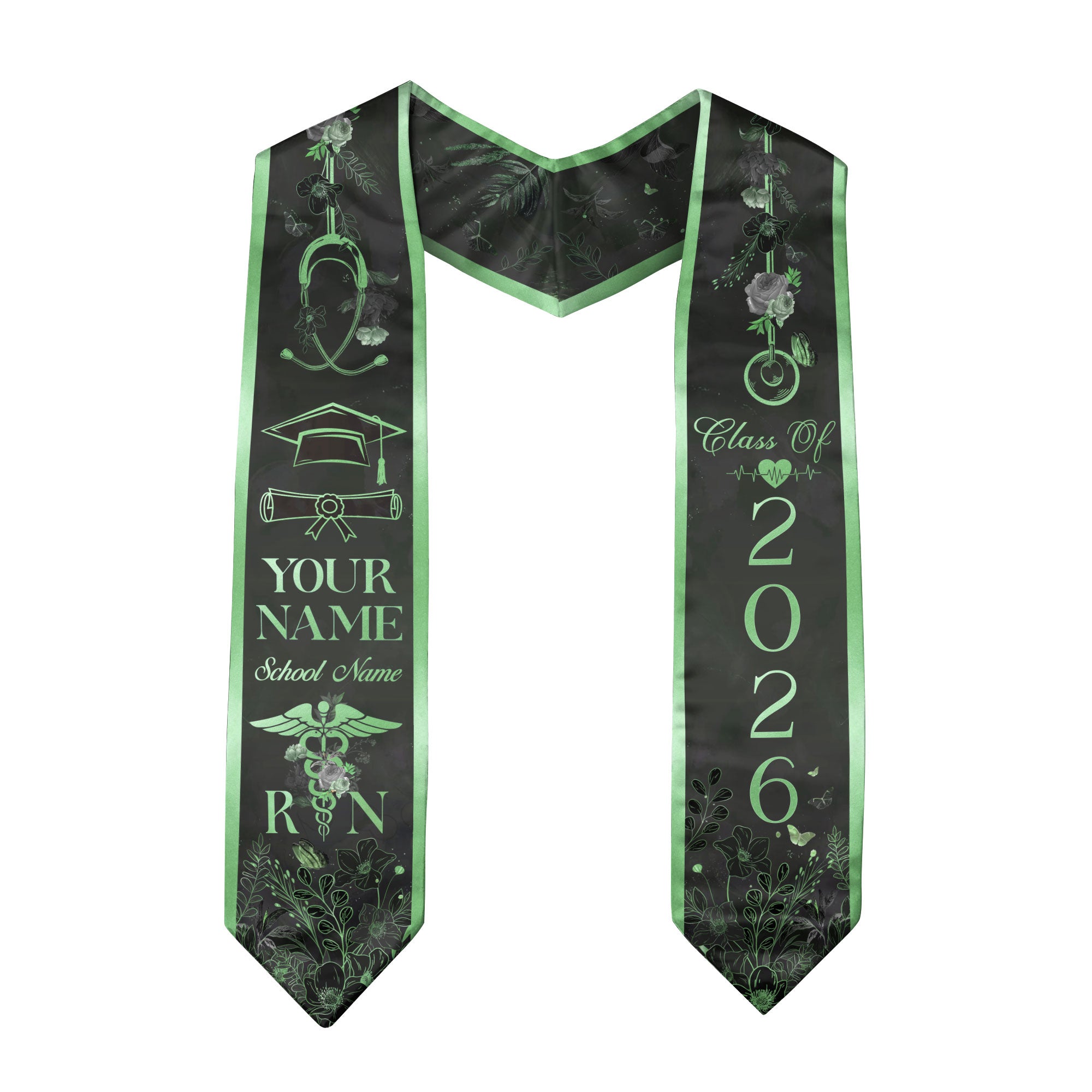 Customized RN Nursing Graduation Stole Featuring Professional Design, Nurse Sash for Class of 2026